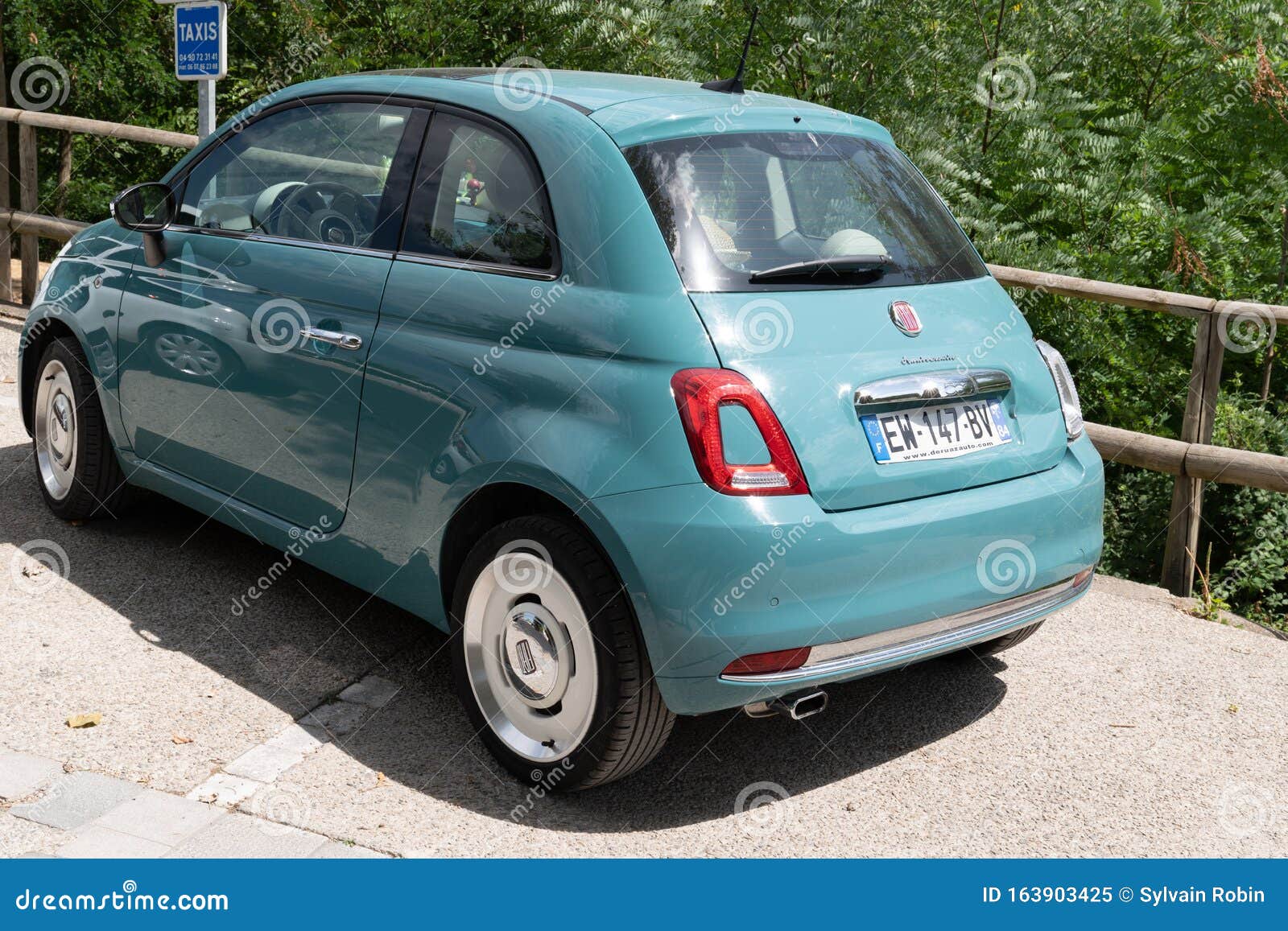 Bordeaux , Aquitaine France - 11 13 : Fiat 500 Blue Green Vintage Behind Color Rear in the Street Editorial Image - Image of retro, auto: 163903425