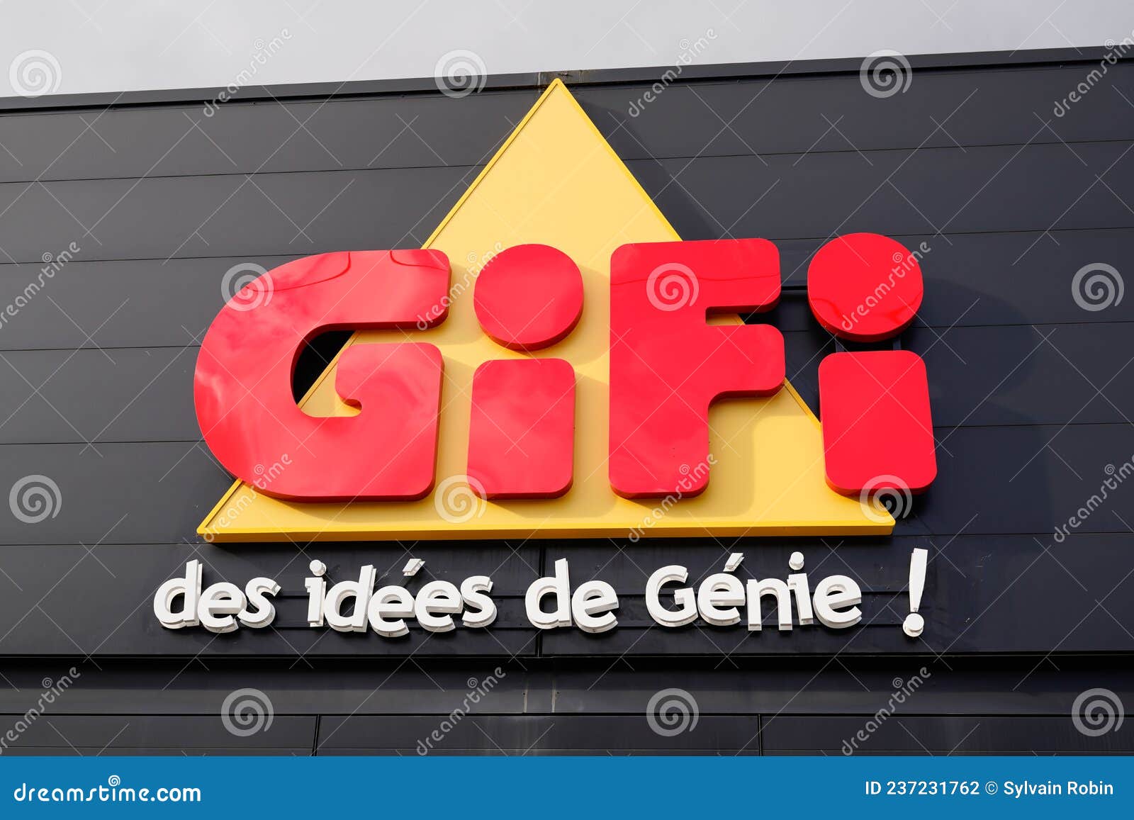 Gifi Logo Brand and Text Sign on Wall Entrance Shop Facade Market Store