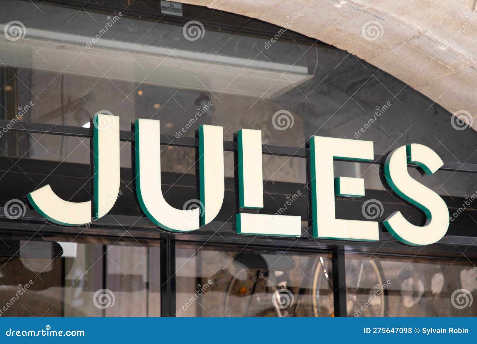 Jules Men Sign Text Store and Logo Brand Shop on Facade Entrance ...