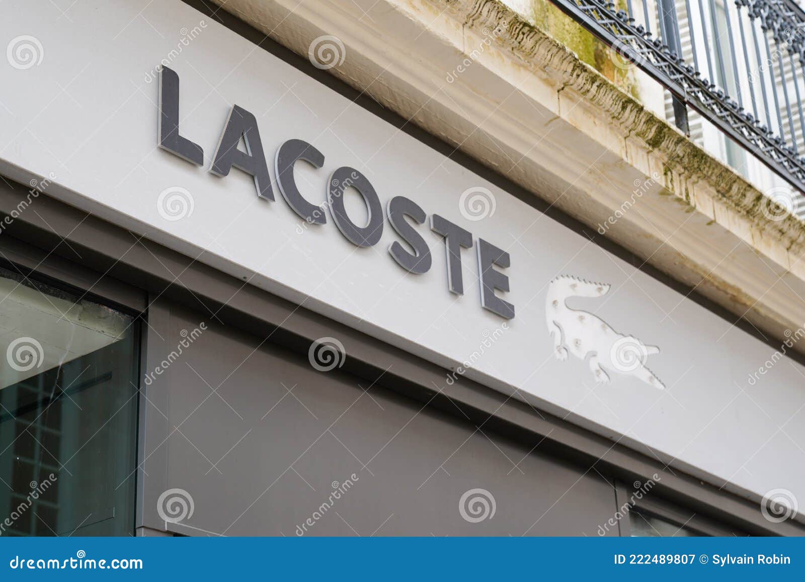 Lacoste Brand Logo Closeup of Shop Sign Text on Store Front Boutique ...