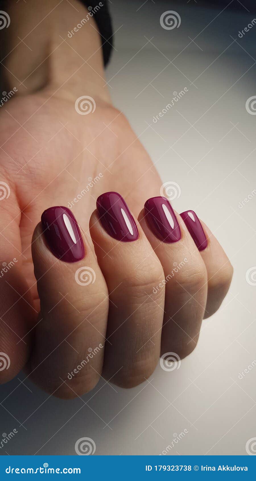 Bordeaux Nails with Perfect Manicure Stock Photo - Image of quail, nail ...