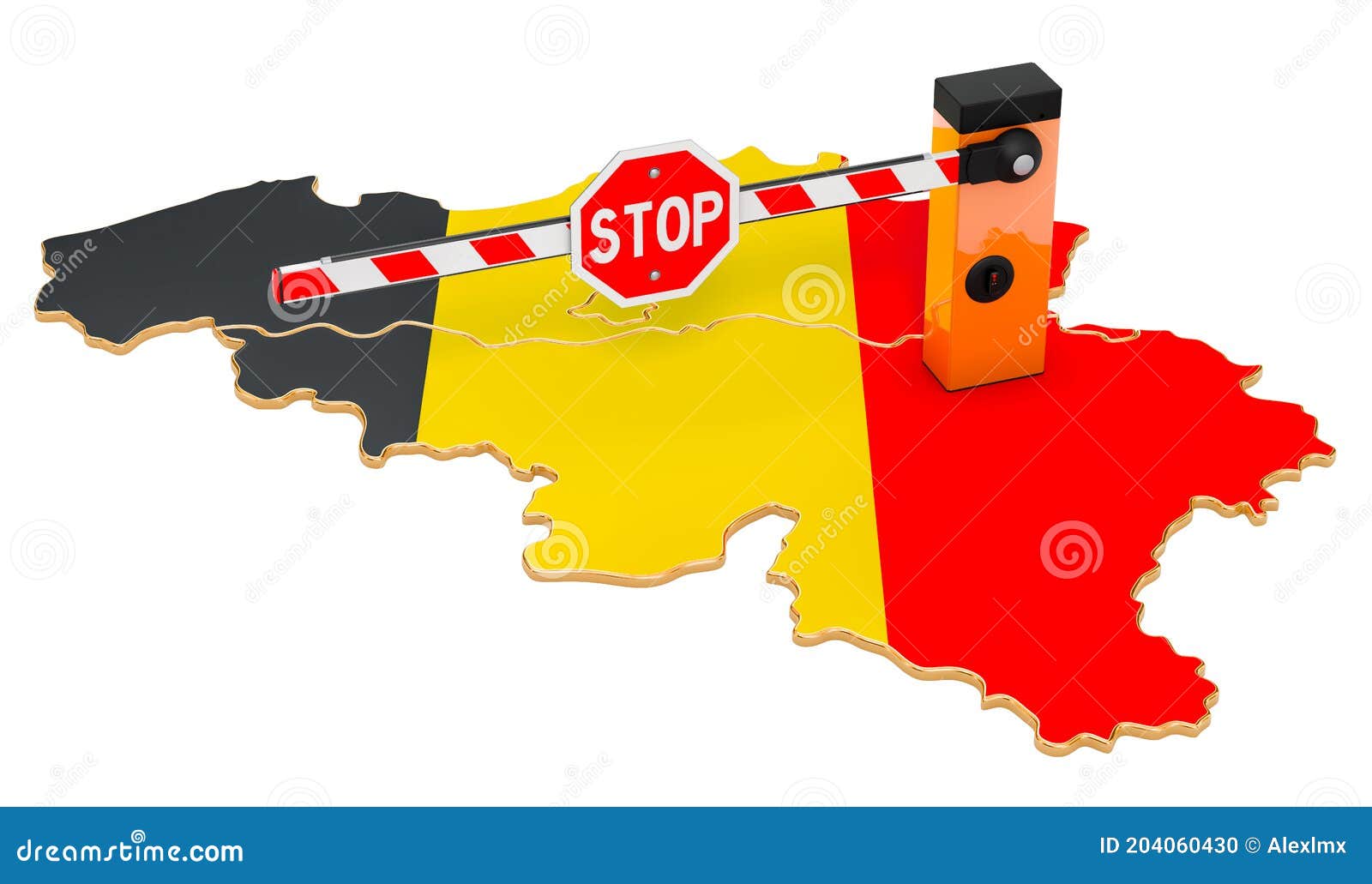 Border Close in Belgium. Customs and Border Protection Concept Stock