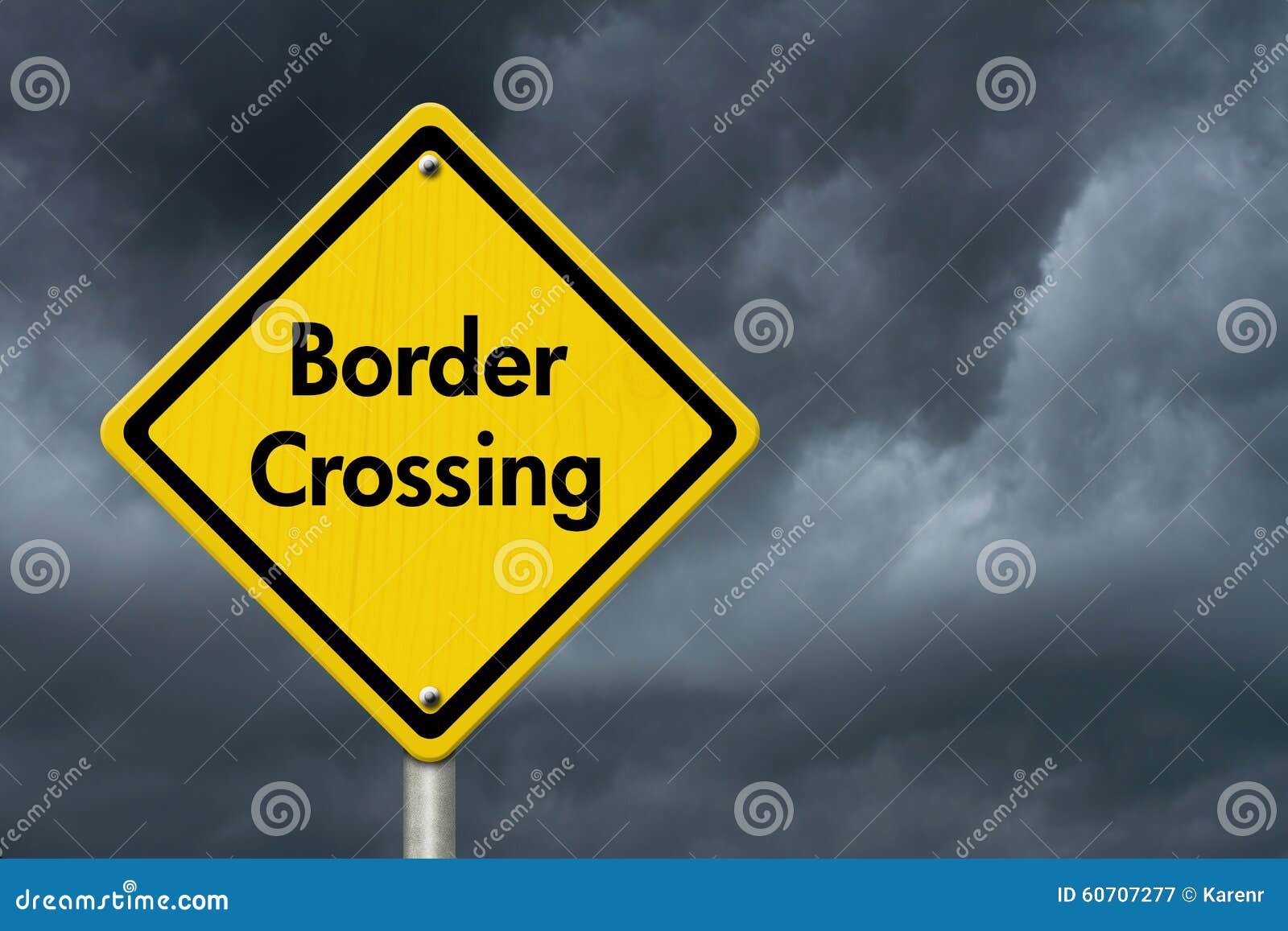 border crossing road sign