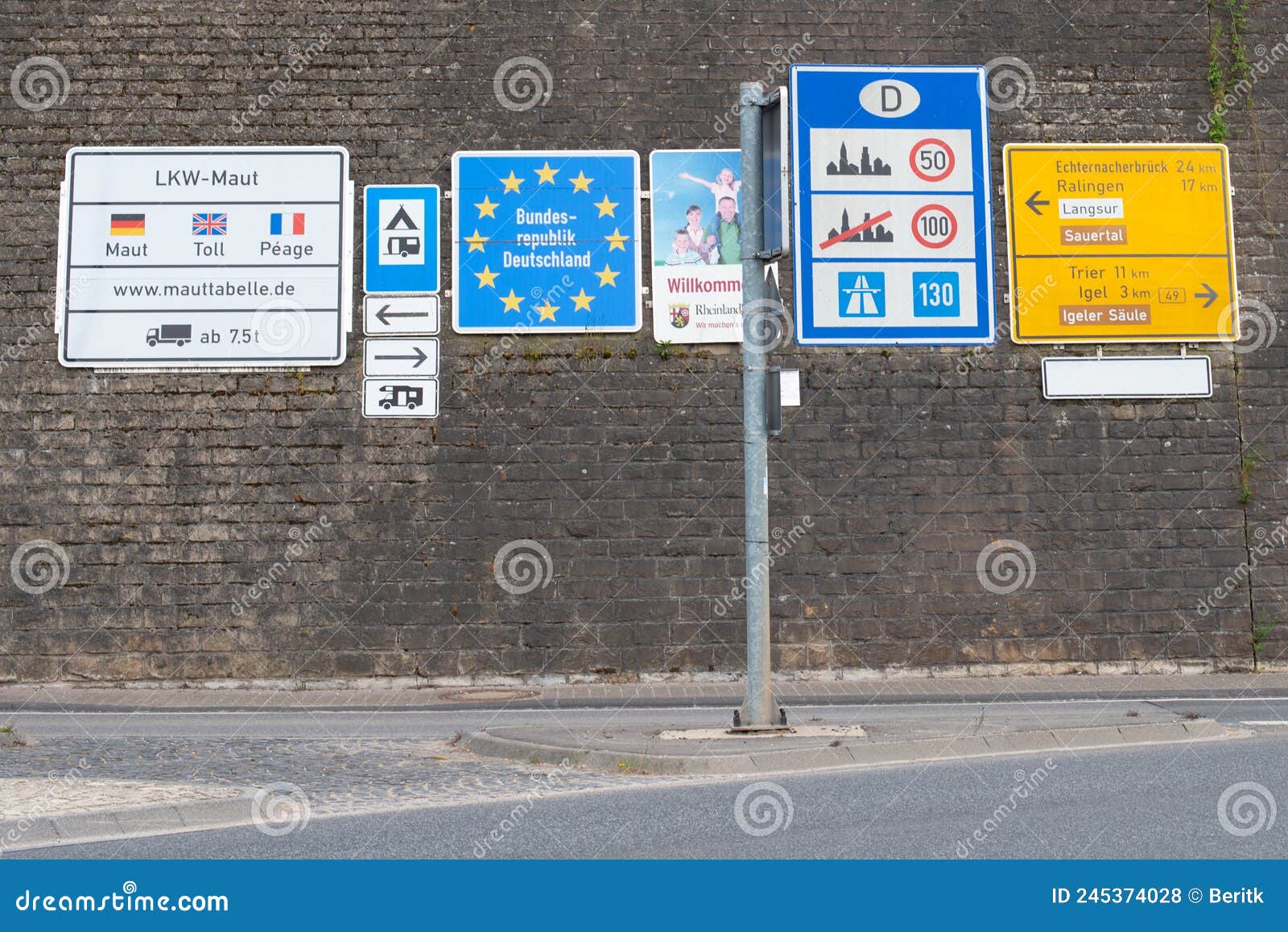 Border Crossing To Germany Many Road Signs Inform About Speed Limits border-crossing-to-germany-many-road-signs-inform-about-speed-limits