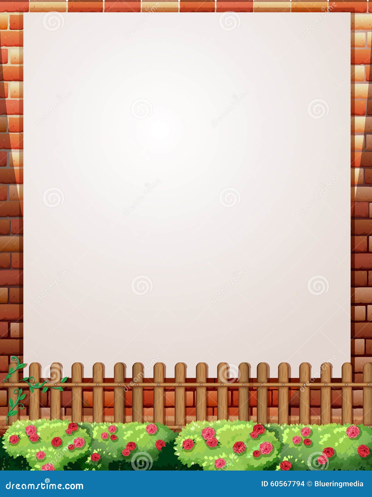 Border Design With Brick Wall And Fence Stock Vector Border Design With Brick Wall And Fence Stock Vector