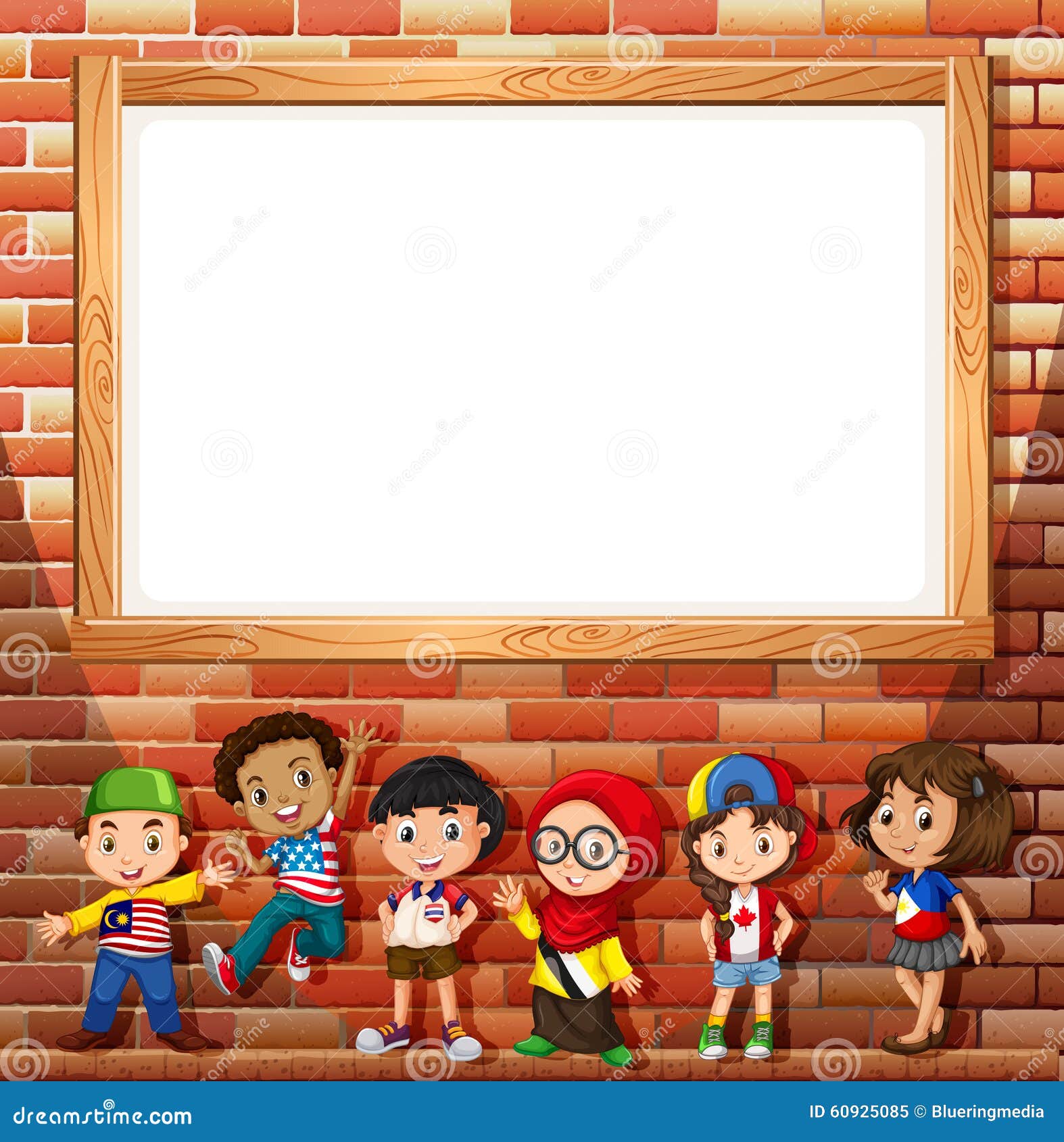 Border Design with Many Children Stock Vector - Illustration of school,  cartoon: 60925085