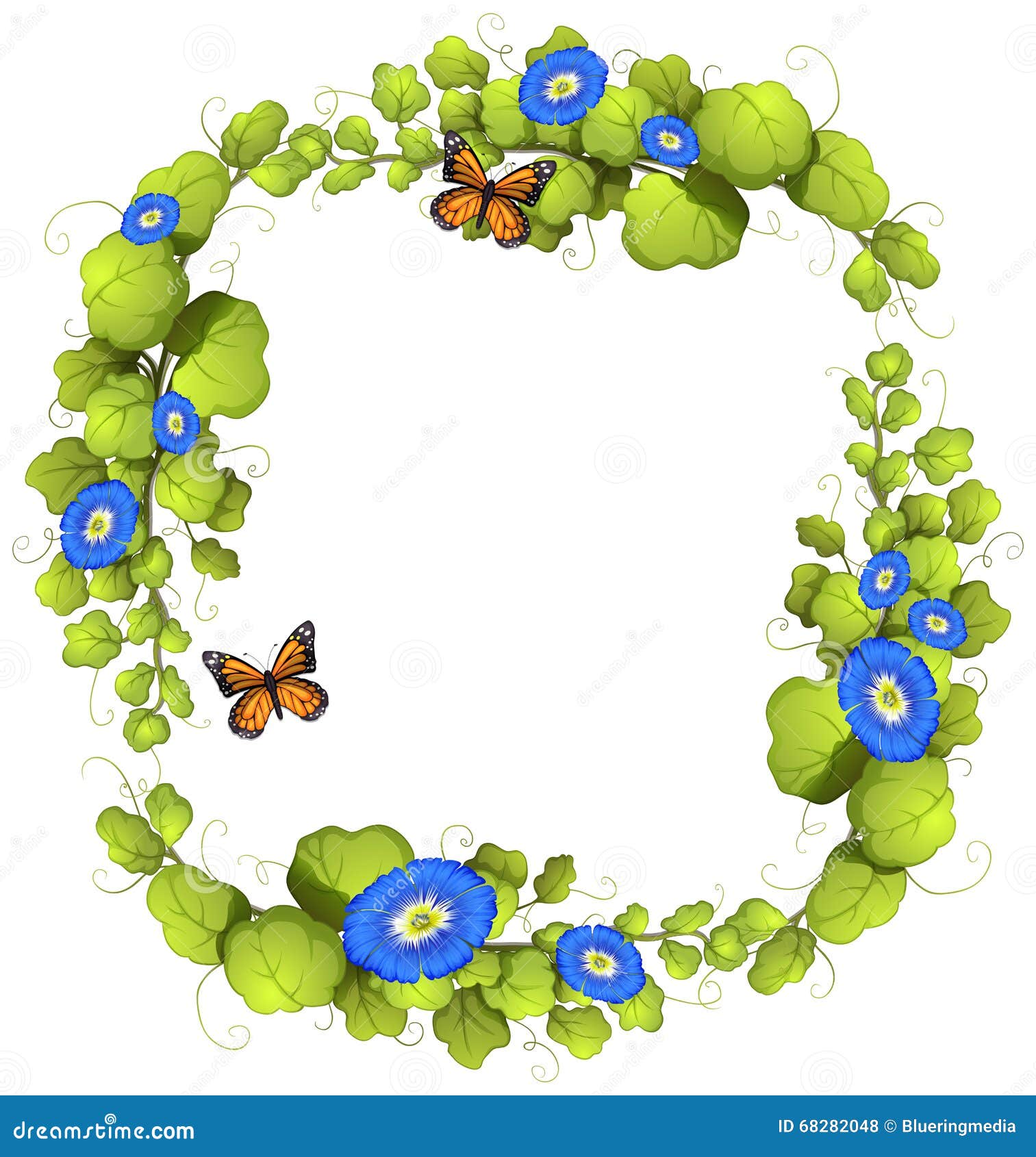 Download Border Design With Vine And Butterflies Stock Vector ...