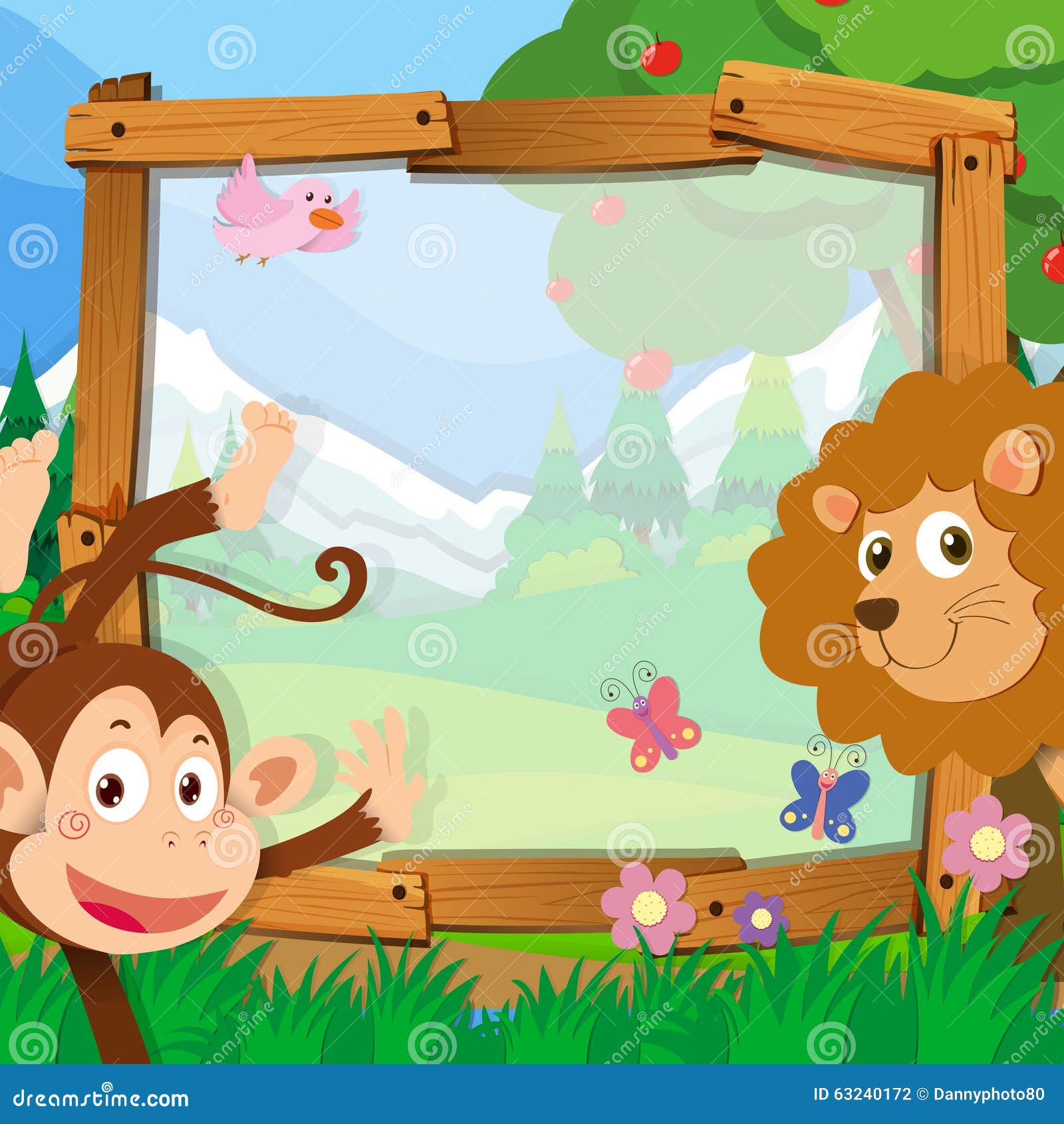 Border Design with Wild Animals Stock Vector - Illustration of scenery