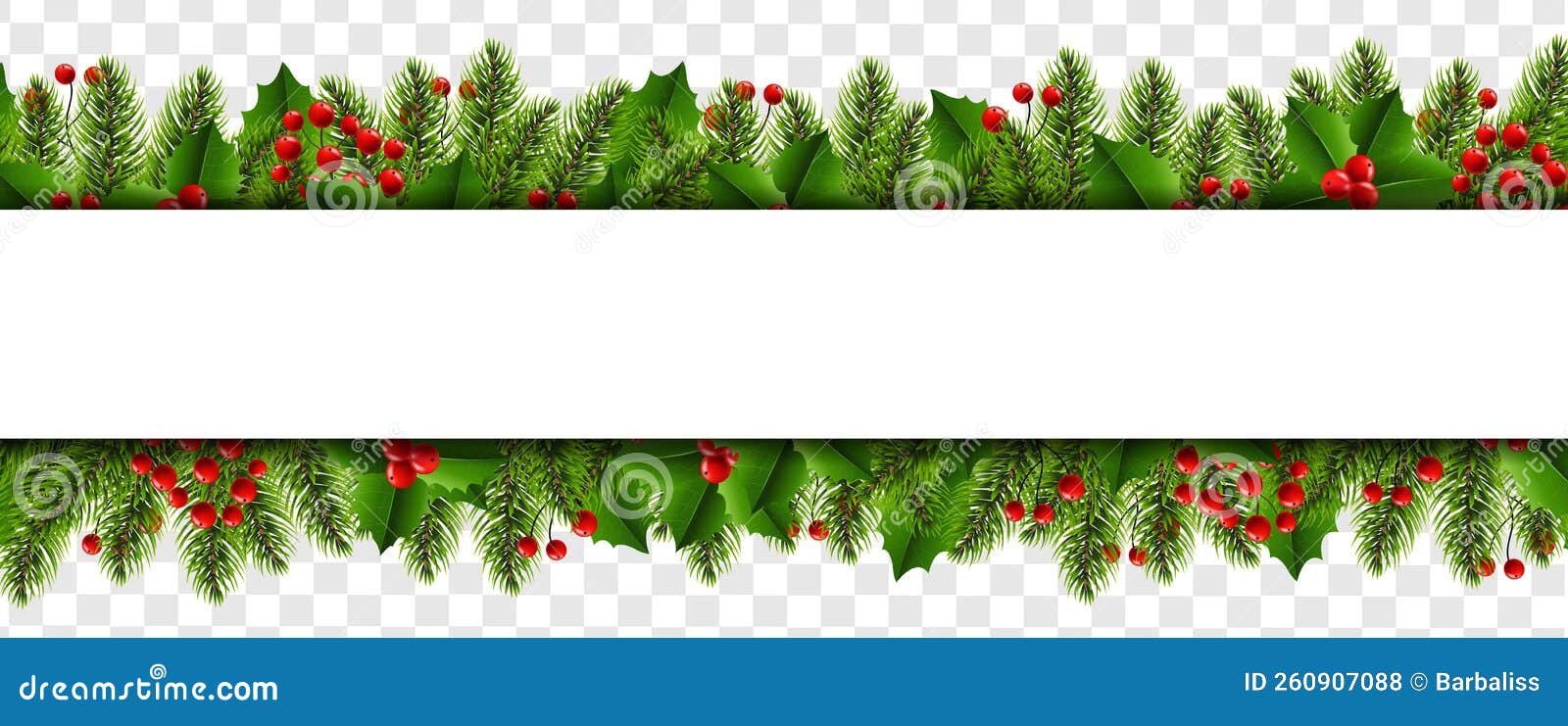 Border with Holly Berry Transparent Background Stock Vector ...