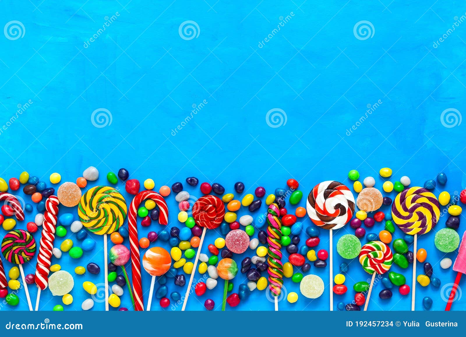 Border of Multicolored Candies, Round Colorful Candy and Jelly on a ...