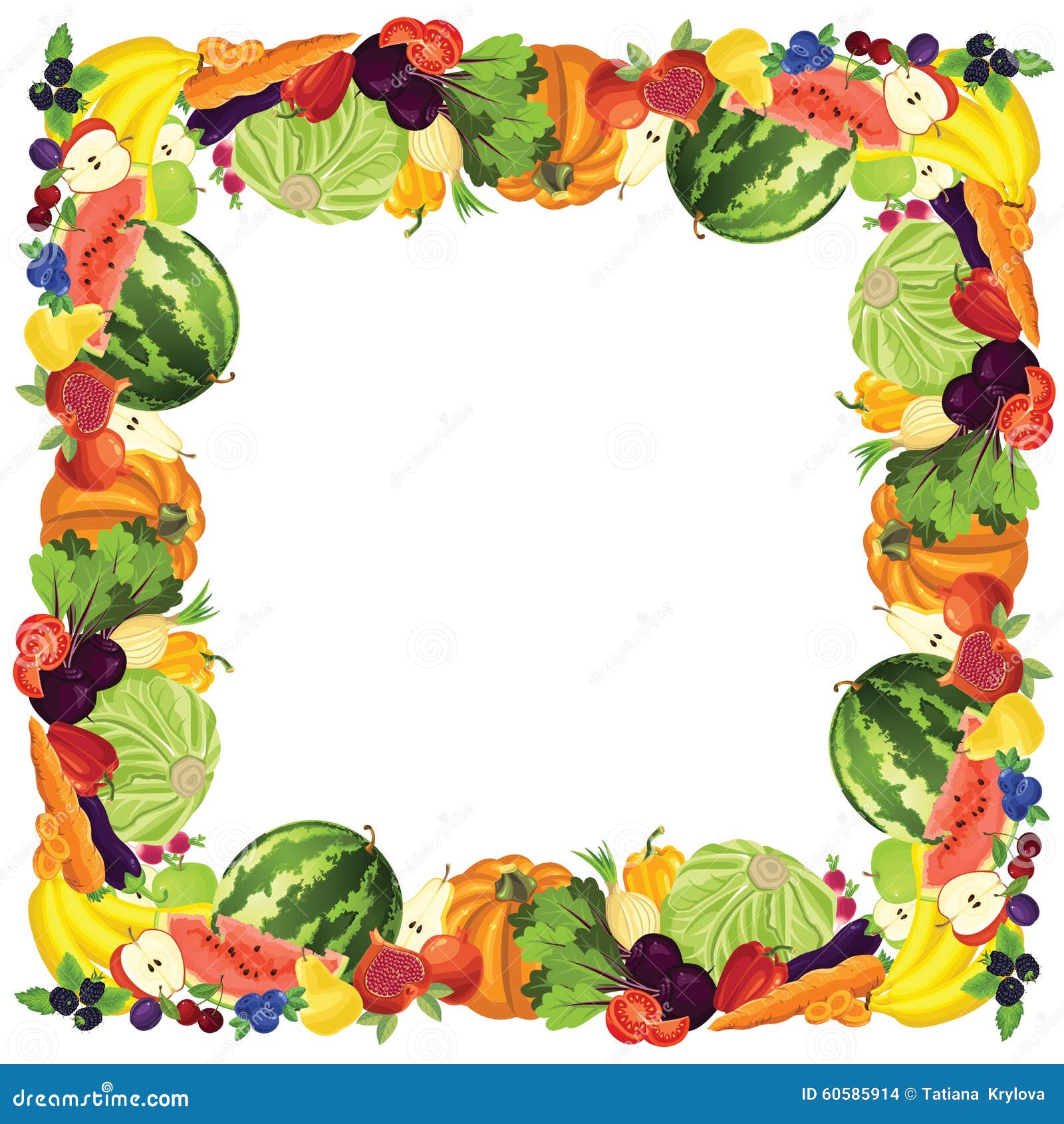 Border with Ripe Vegetable, Stock Vector - Illustration of frame,  agriculture: 60585914, image size:1600x1690