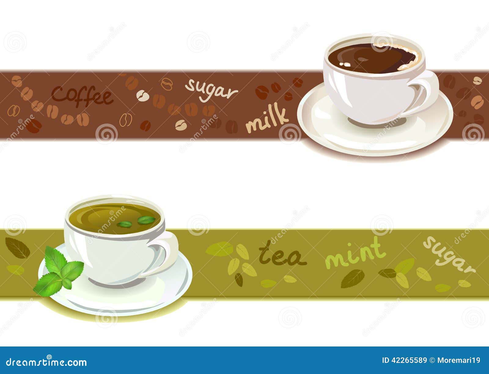 Border Set With Cups Of Tea And Coffee Stock Illustration Image 42265589
