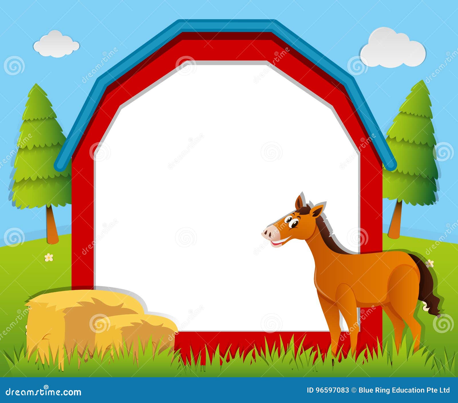 Border Template with Brown Horse Stock Vector Illustration of scenery