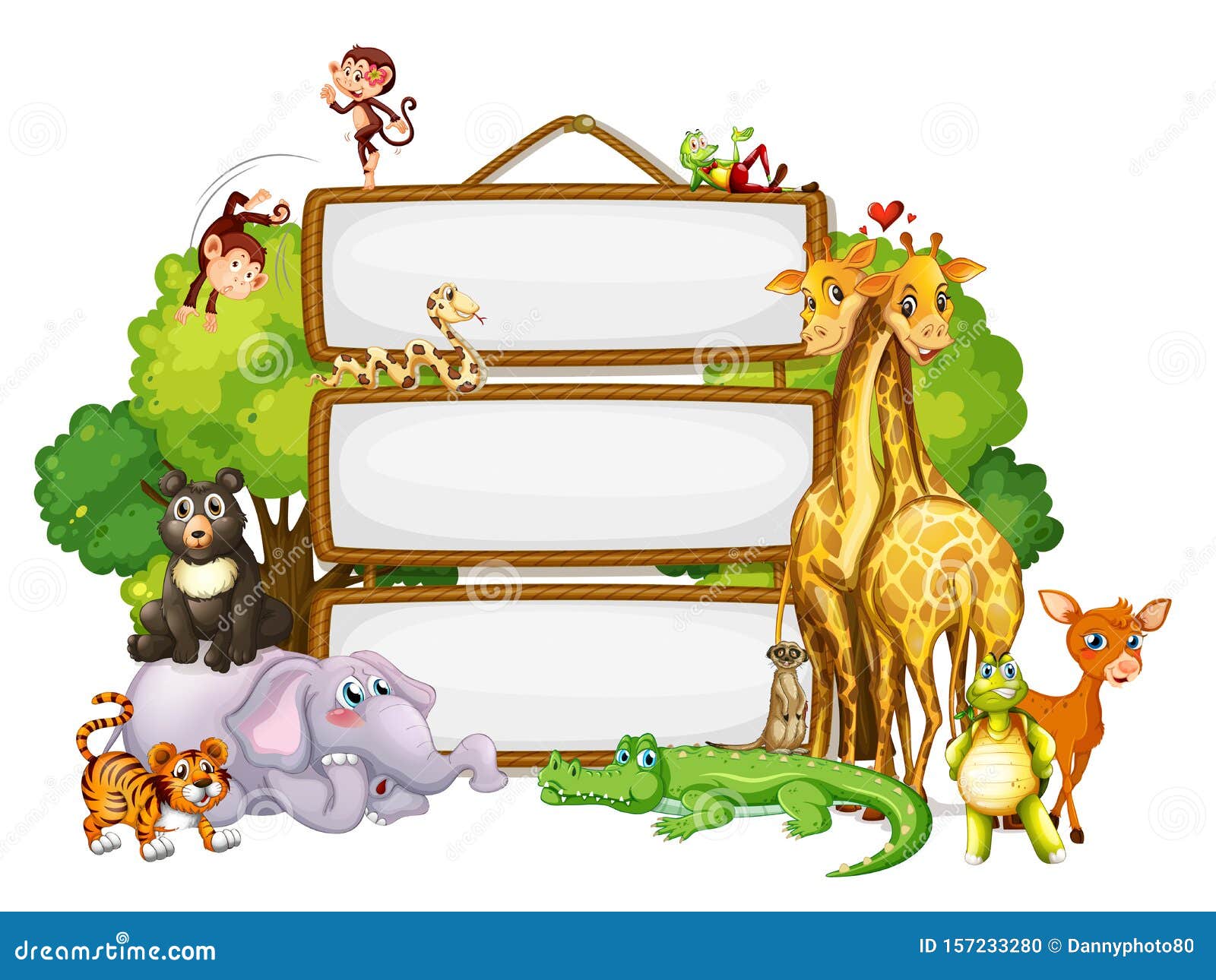Border Template Design with Cute Animals Stock Vector - Illustration of  board, park: 157233280