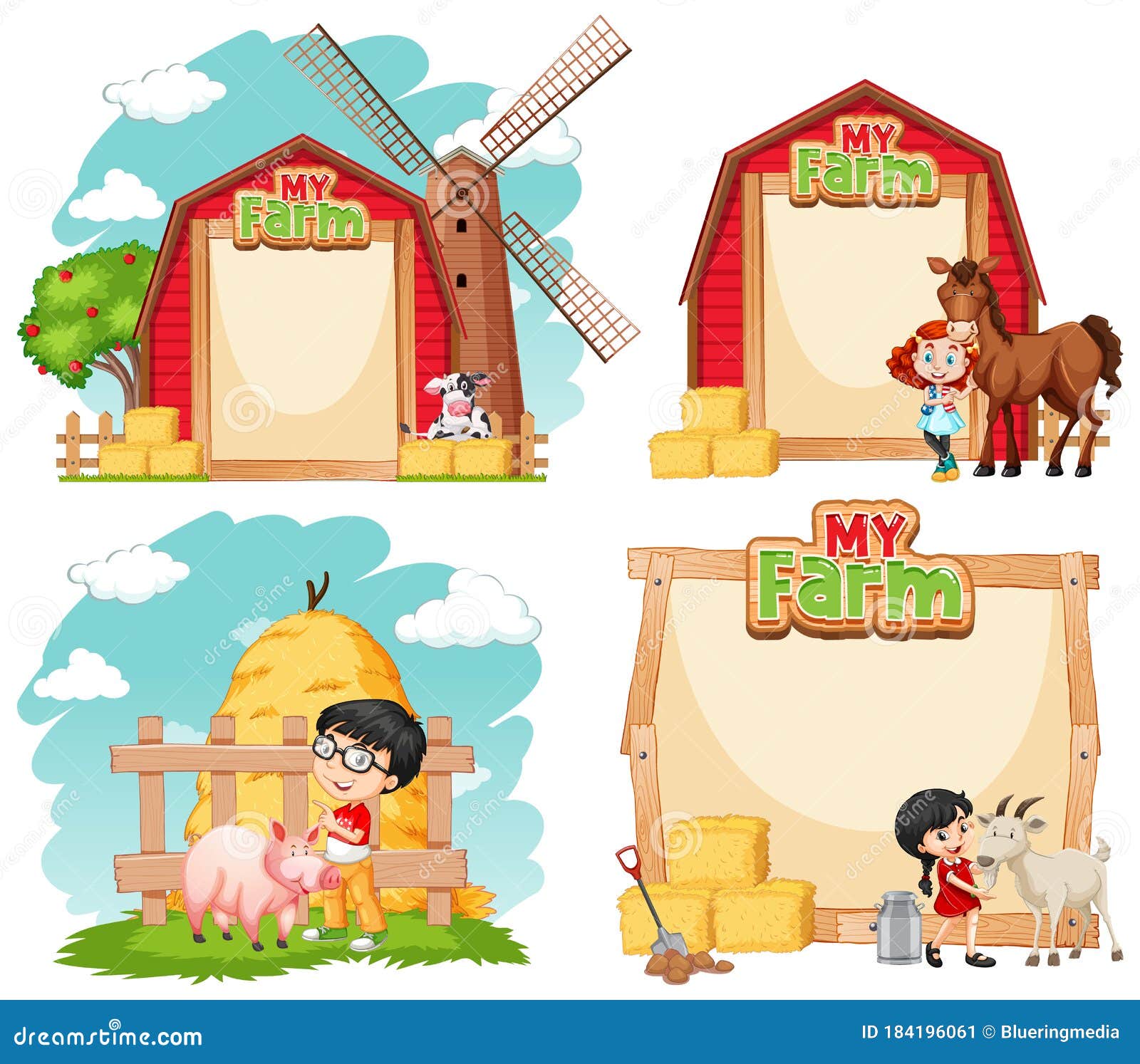 Border Template Design with Kids and Farm Animals Stock Vector -  Illustration of blank, animals: 184196061