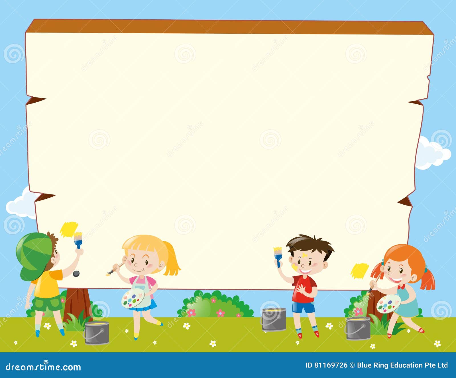 Border Template with Kids Painting Stock Vector - Illustration of paper,  youth: 81169726