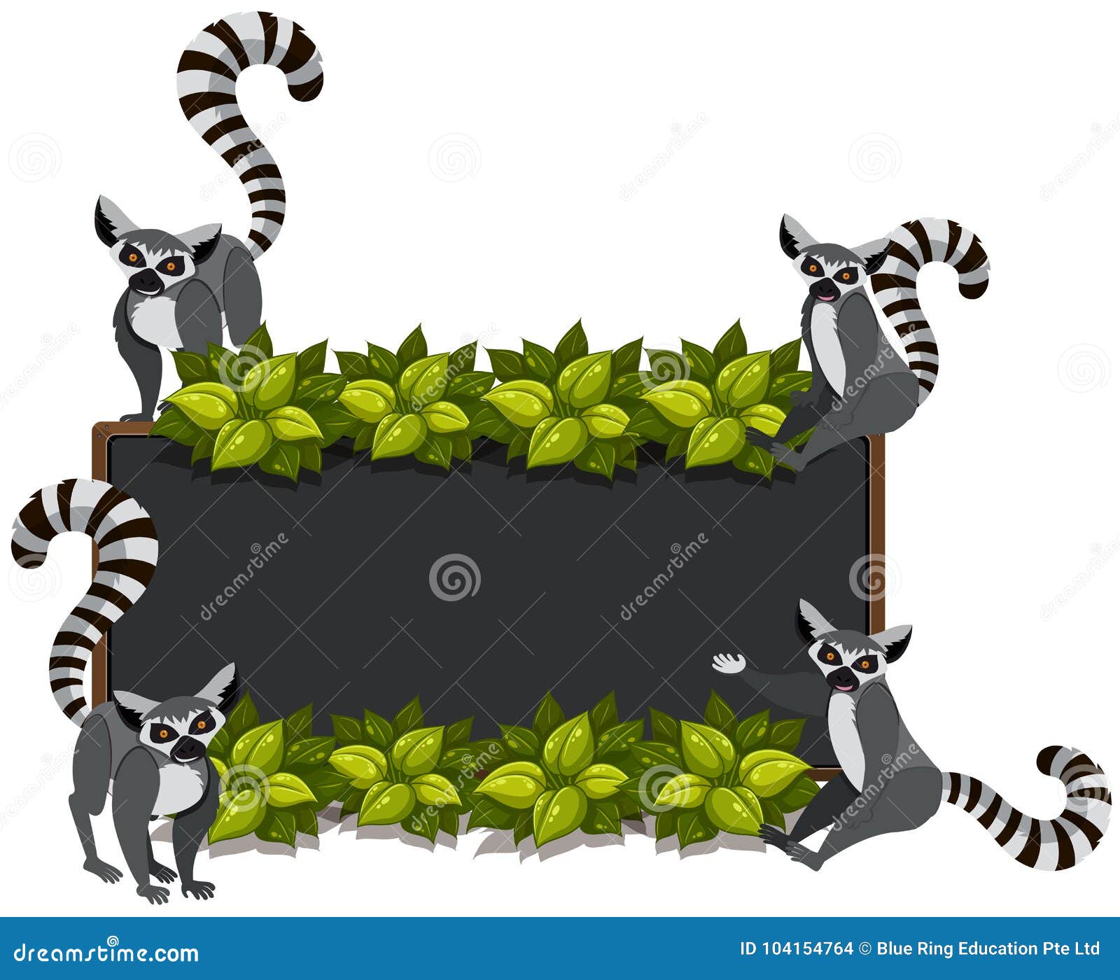 Download Border Template With Lemurs And Leaves Stock Vector ...