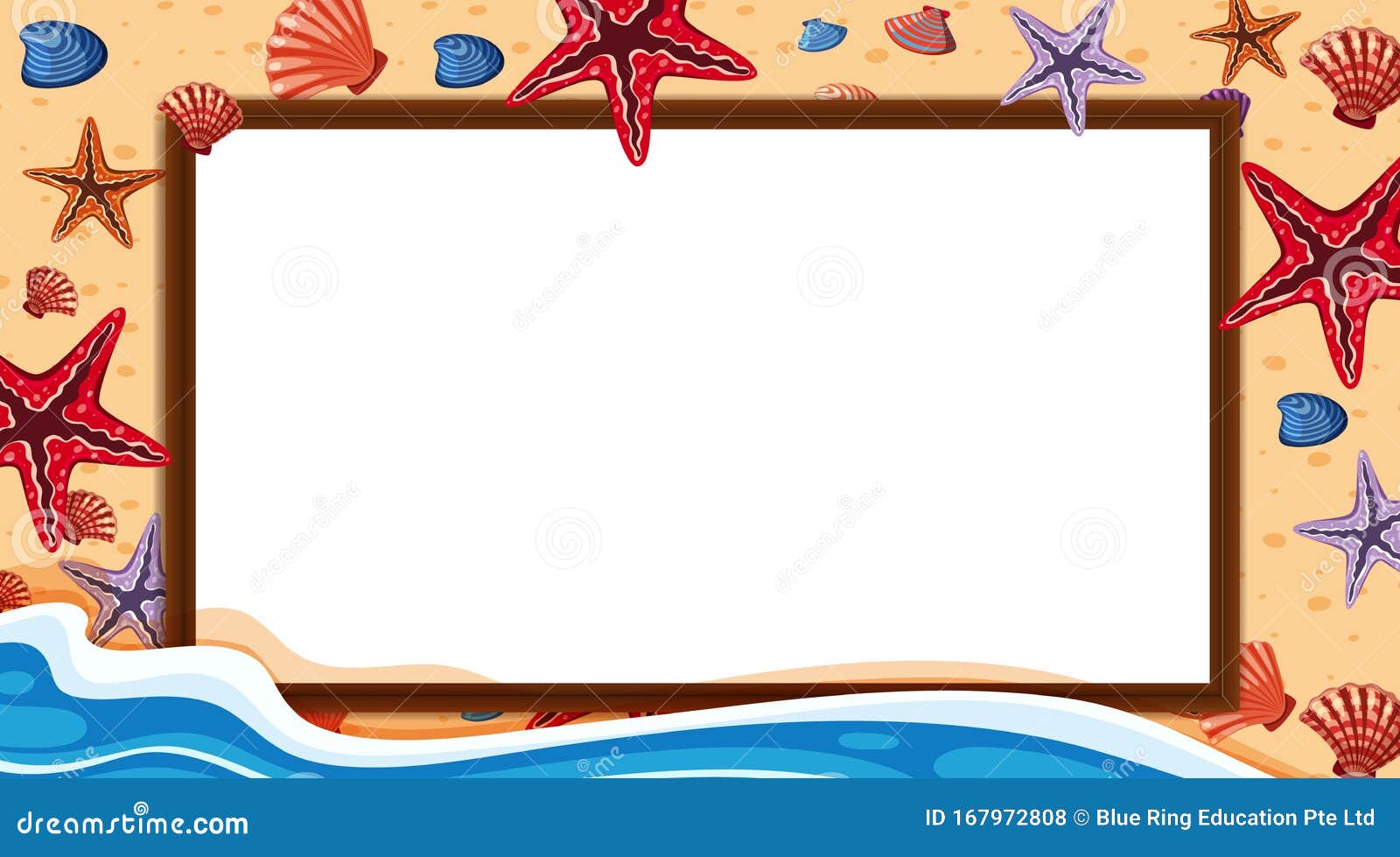 Border Template with Ocean Theme in Background Stock Vector