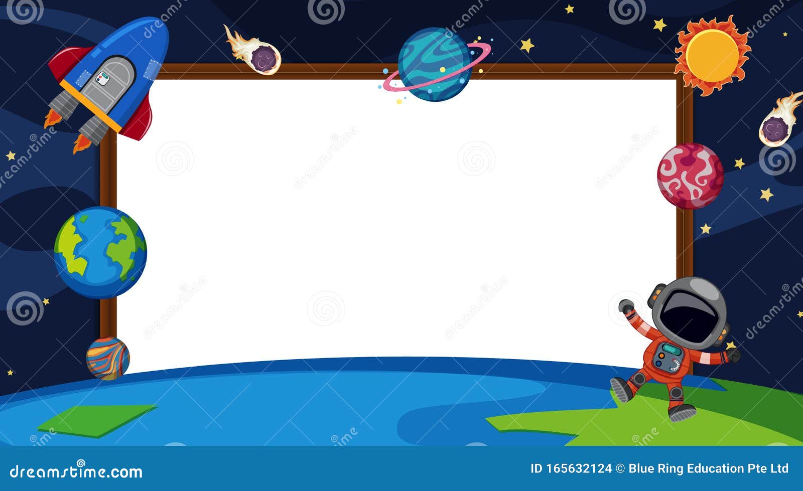Border Template with in Space Background Stock Illustration
