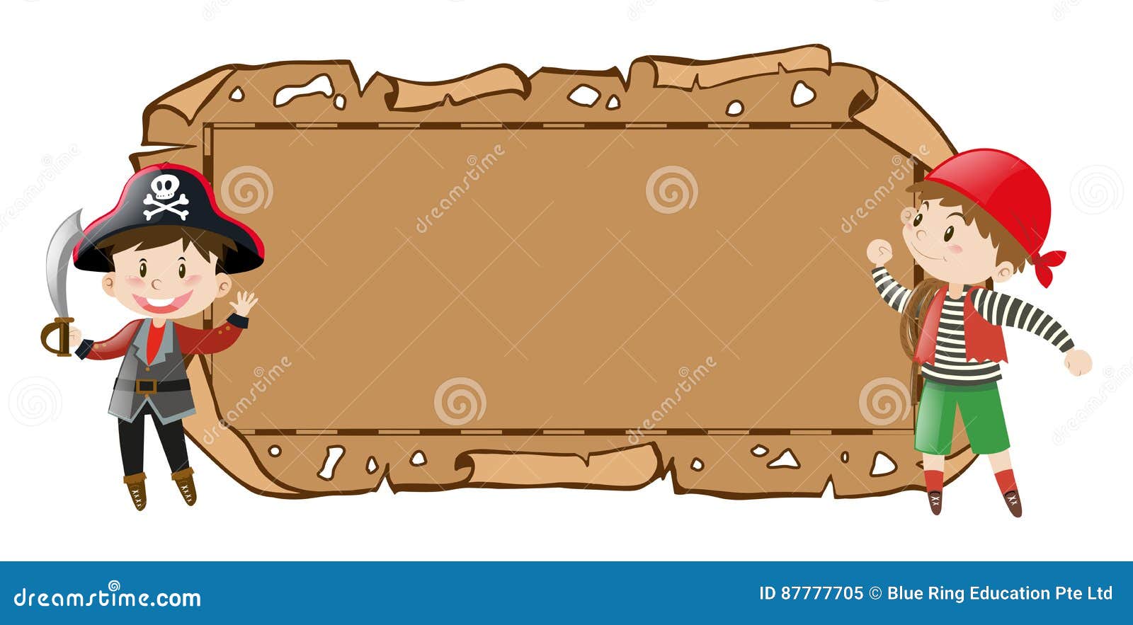 Border Template with Two Pirates Stock Vector Illustration of empty