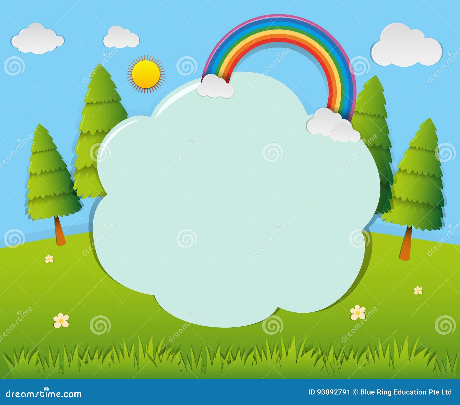 border-template-wiht-rainbow-in-the-park-stock-vector-illustration-of