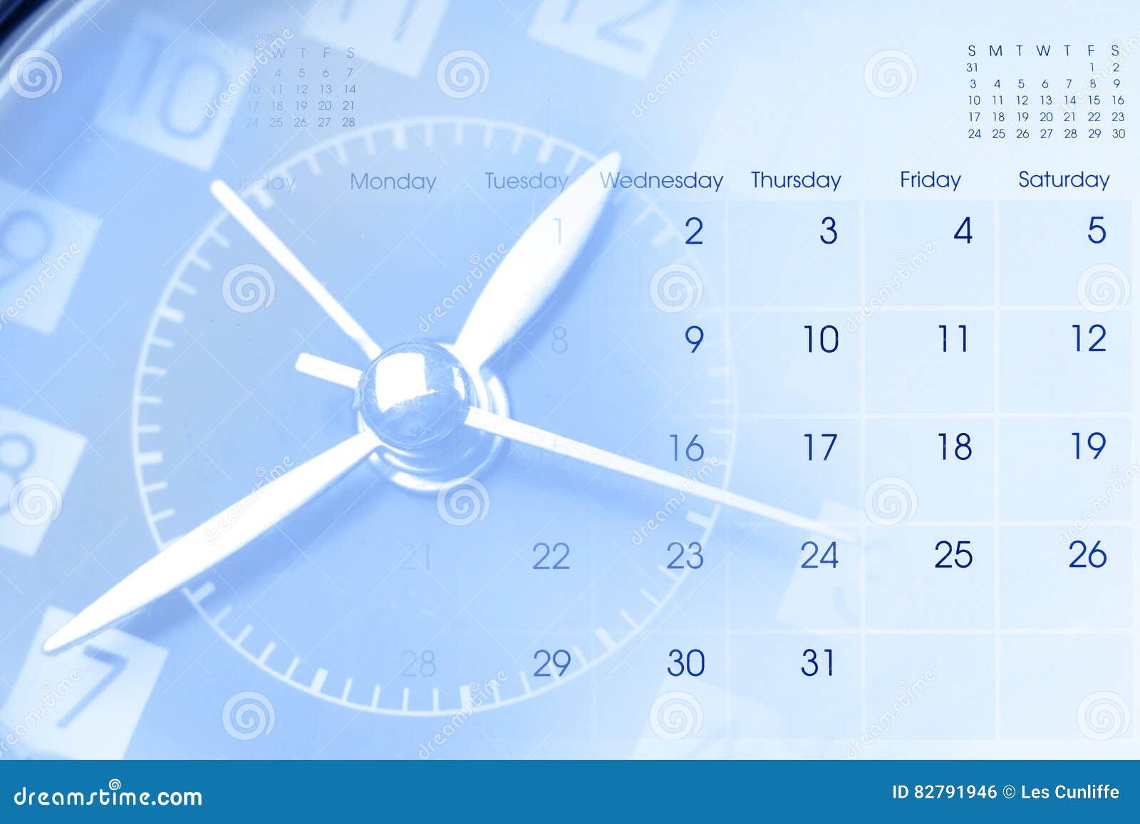 Borduhr und Kalender. Ziffernblatt- und Kalenderzusammensetzung