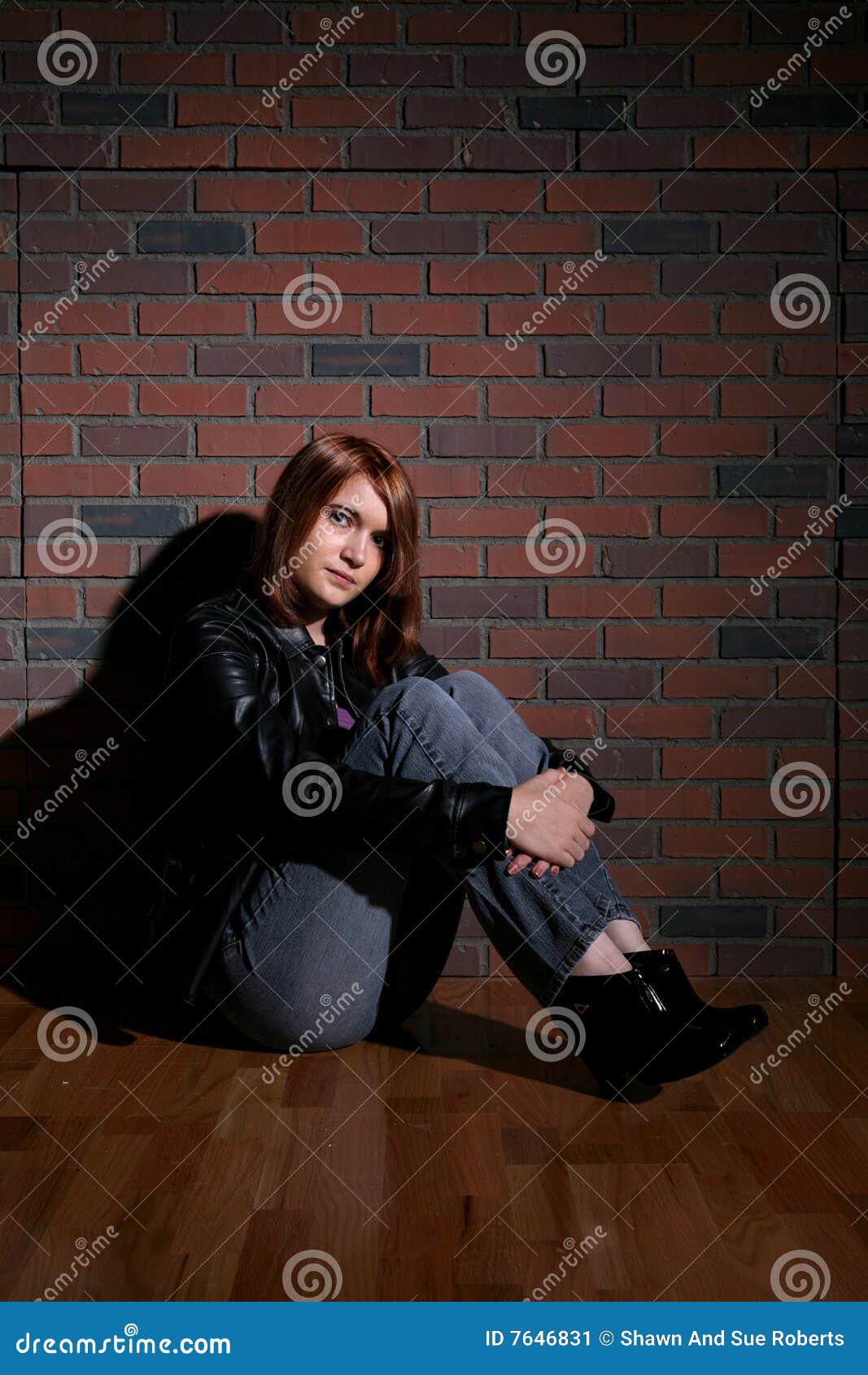 Bored Looking Teenage Girl Sitting Stock Image - Image of mental, knee ...