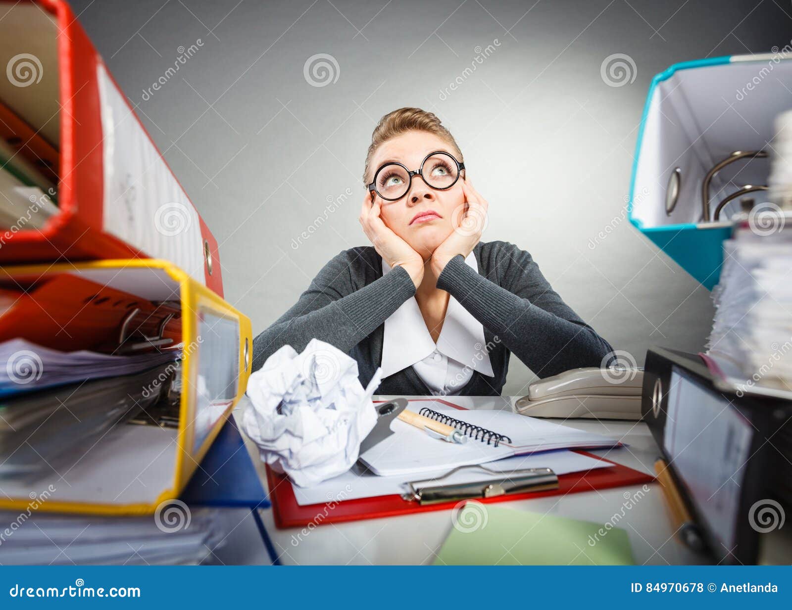 Bored Office Employee At Work Stock Photo Image Of Management