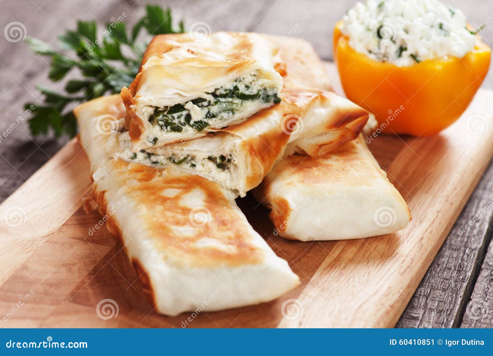 borek with chard and cheese filling