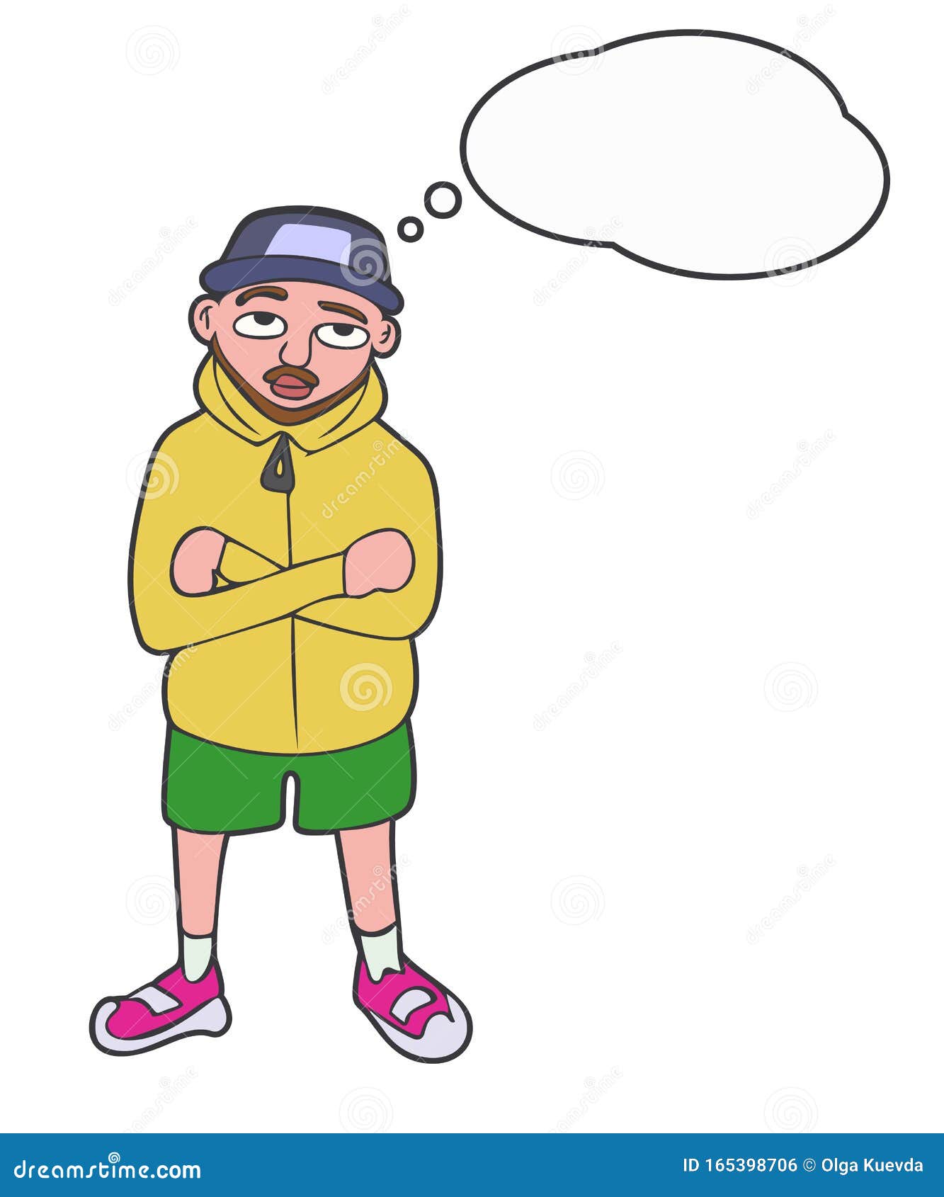 Boring Cartoon Teen Character with Thinking Bubble Stock Vector