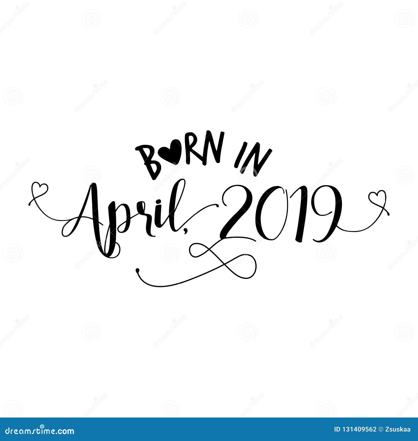 Born in April 2019 Nursery Vector Illustration. Stock Vector