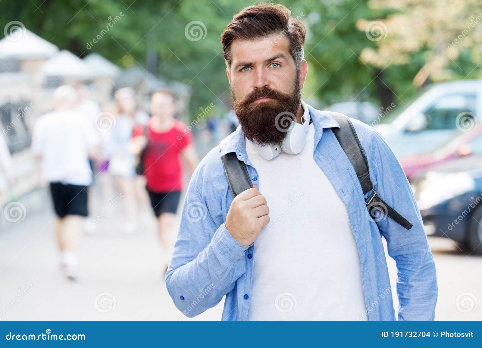 Its casual enough. Hipster in casual style urban outdoors. Bearded