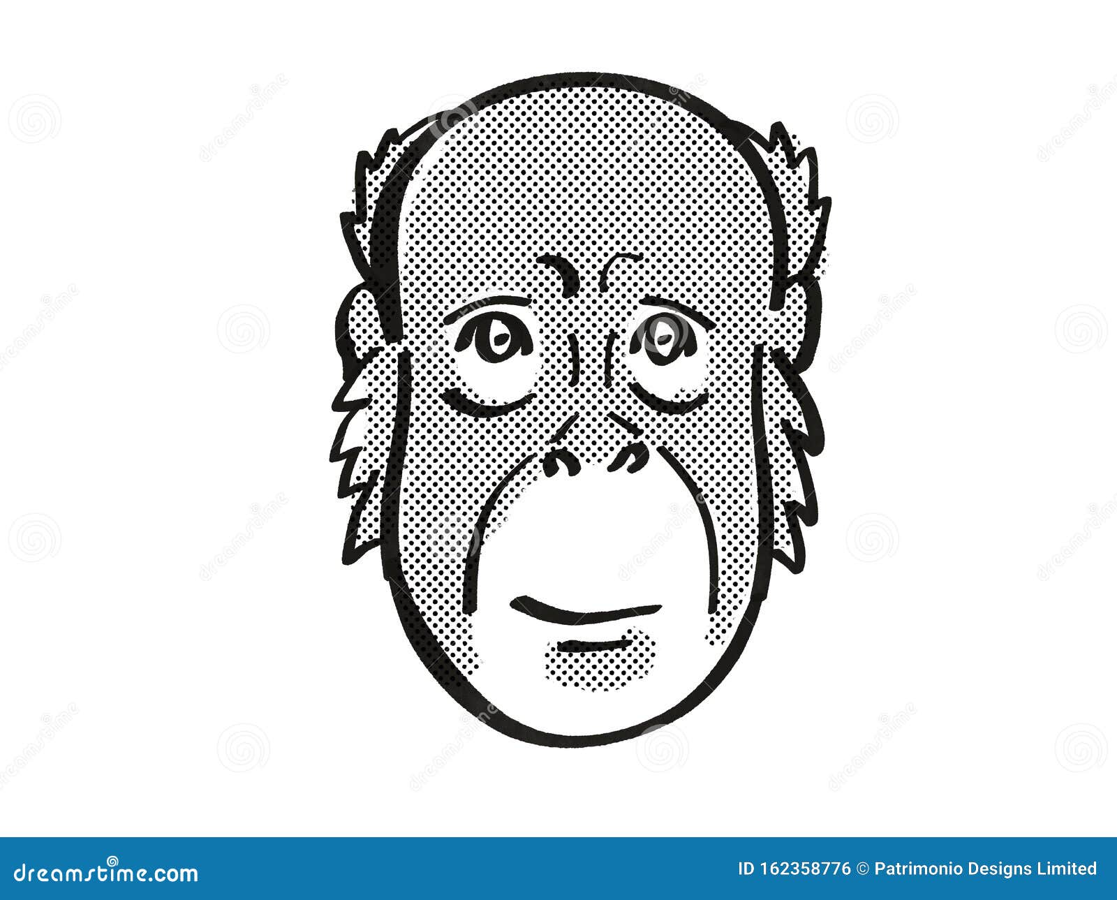 bornean orang-utan endangered wildlife cartoon mono line drawing