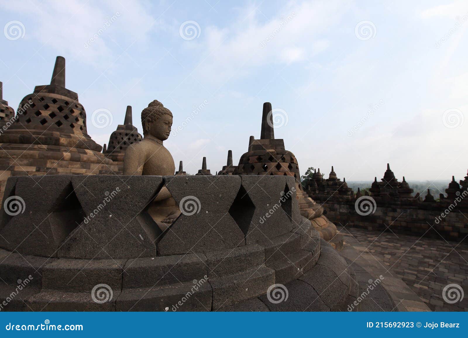 buddha statues at borobudur temple, central java indonesia
