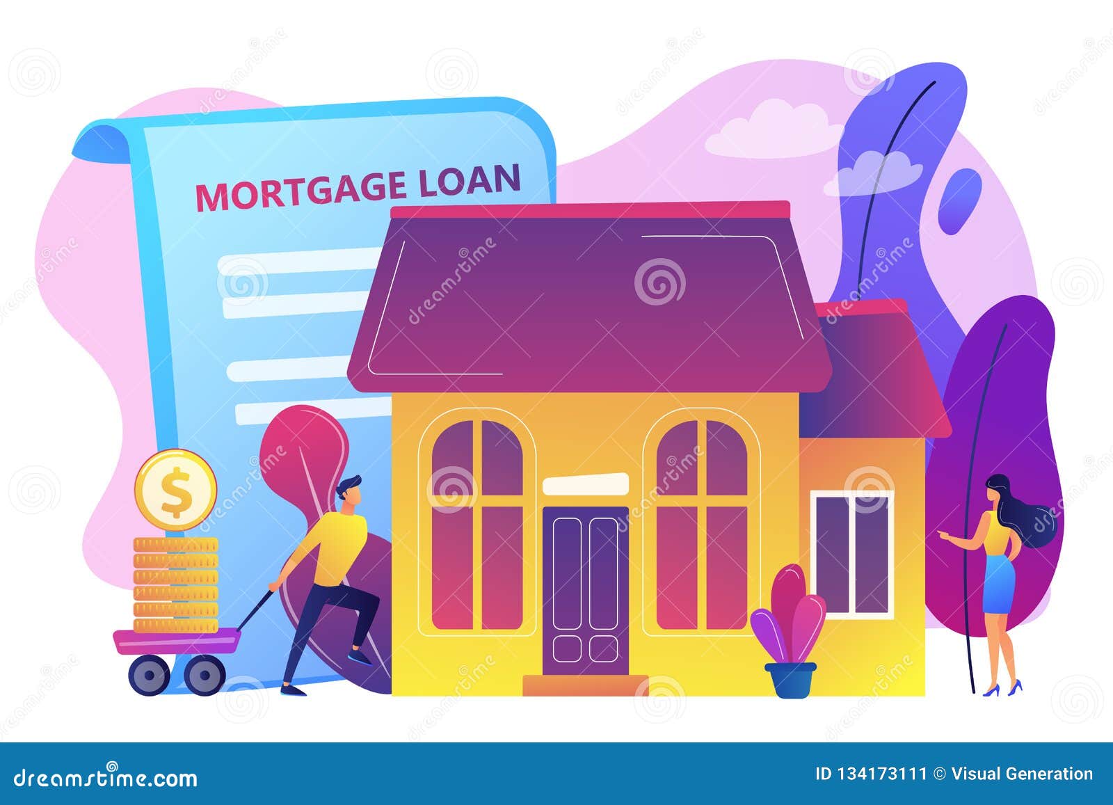 Mortgage Loan Concept Vector Illustration. Stock Vector - Illustration