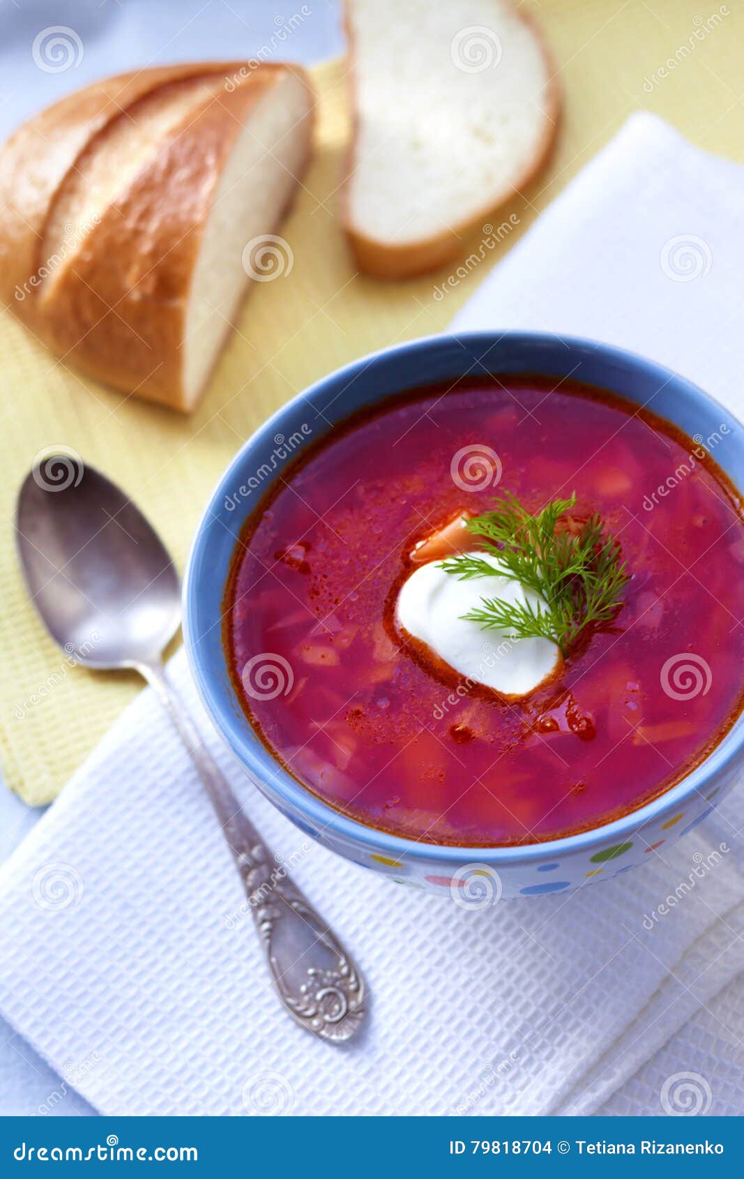 Borsch Traditional Ukrainian Beetroot and Cabbage Soup Stock Photo