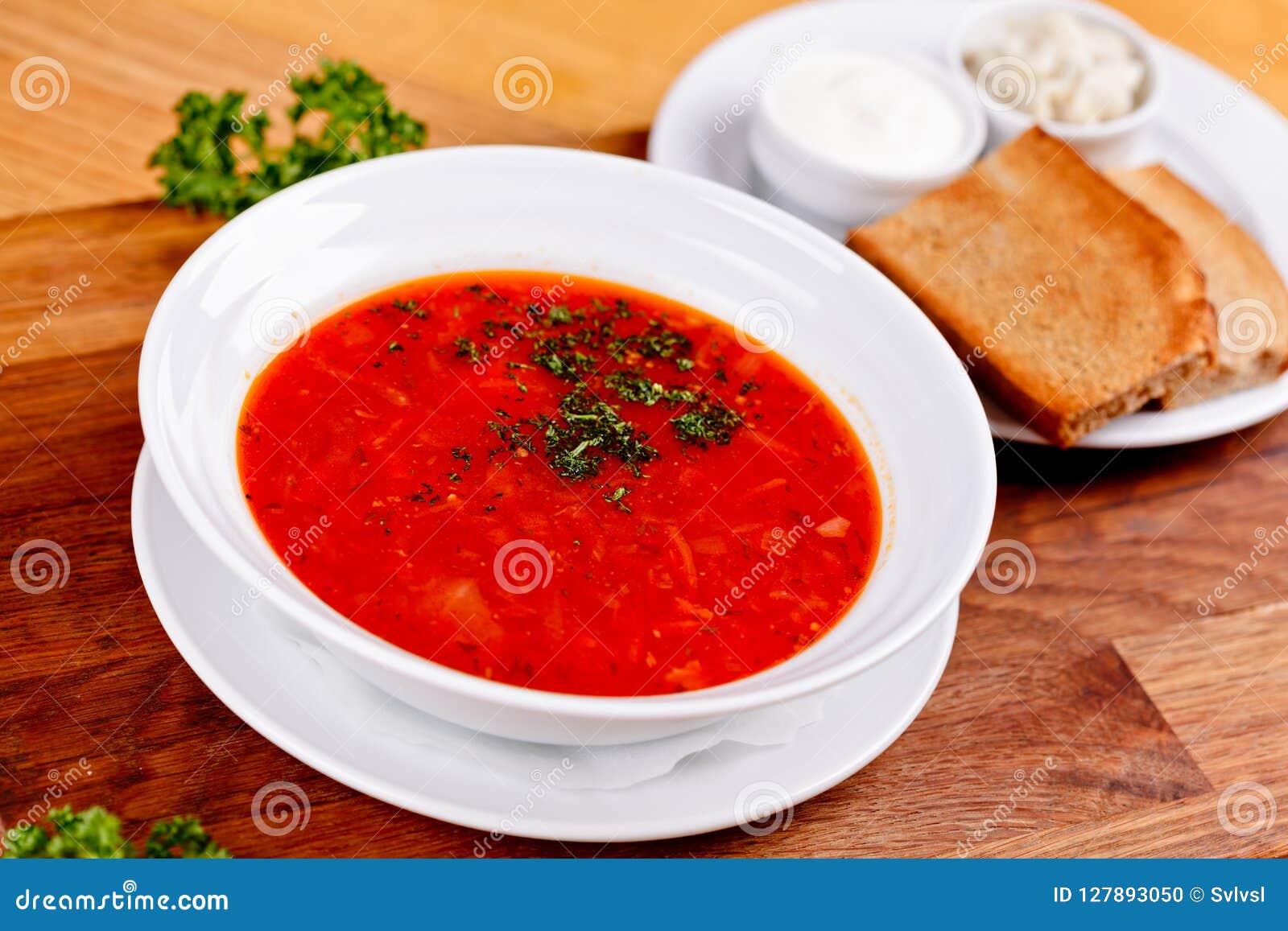 Borscht Traditionelle Ukrainische Russische Mangoldsuppe Diente Mit ...