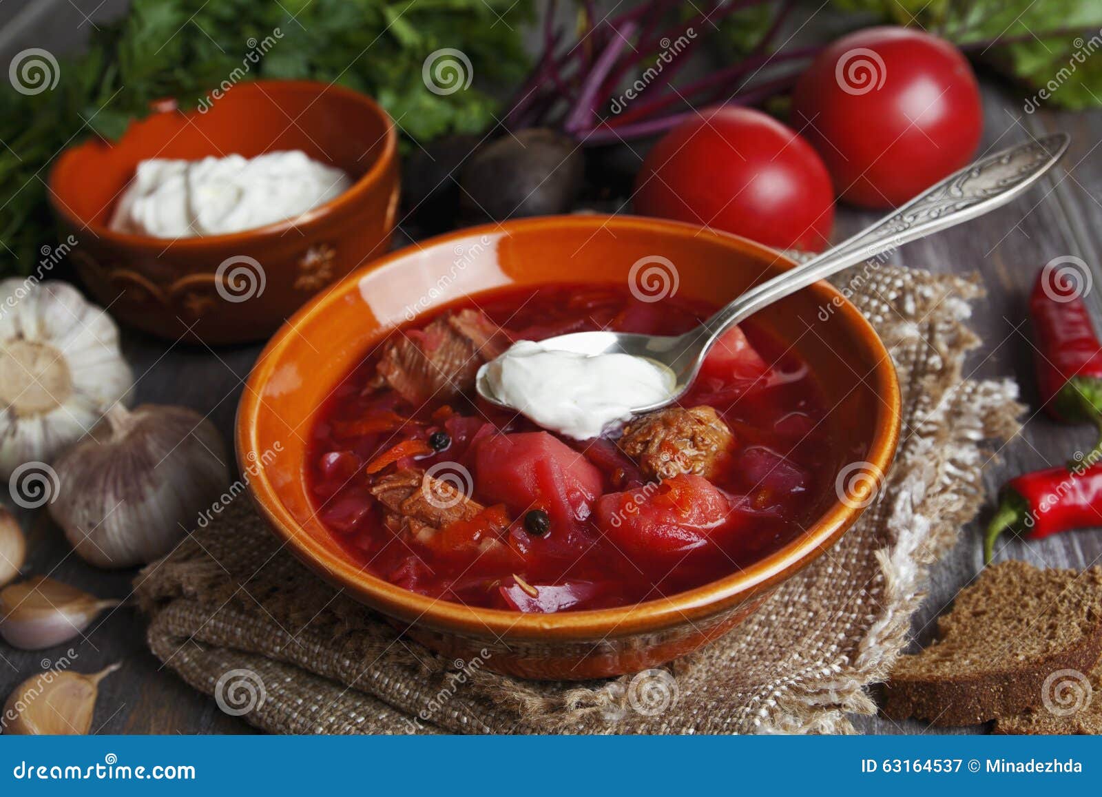 Borsh. Russian Traditional Dish Stock Image - Image of cuisine, meat