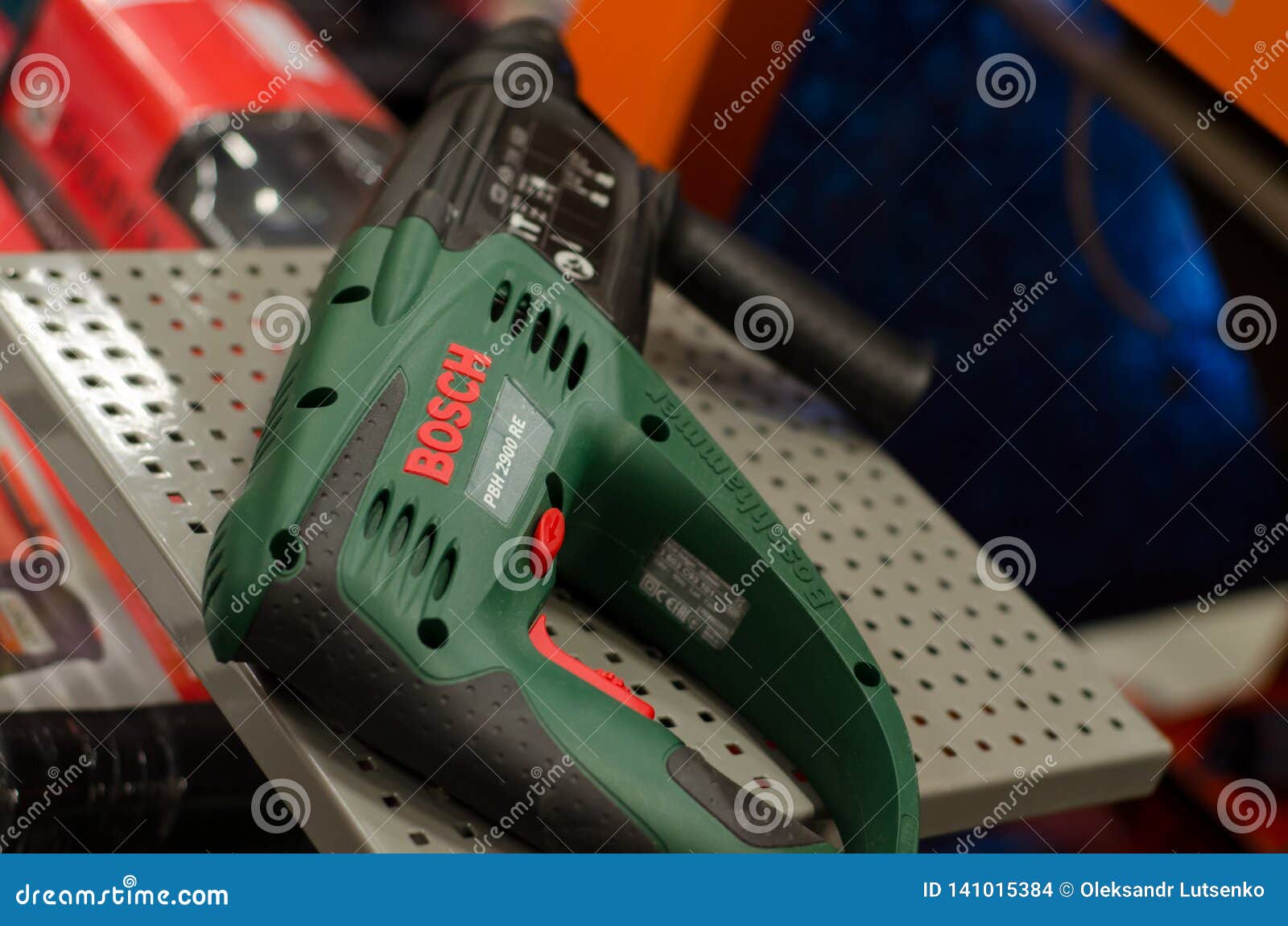 Kyiv, Ukraine April 9, 2018 Bosch Pneumatic Rotary Hammer Editorial