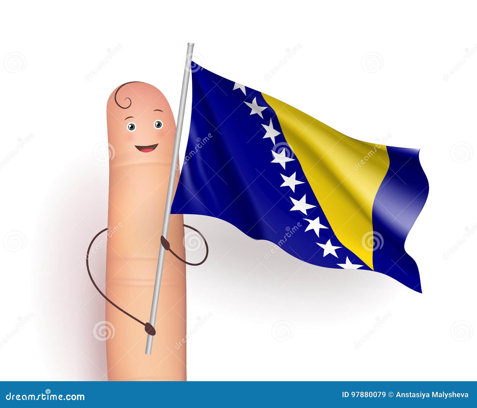 Download Bosnia And Herzegovina Flag At Finger Man Stock Vector - Illustration of democracy, official ...
