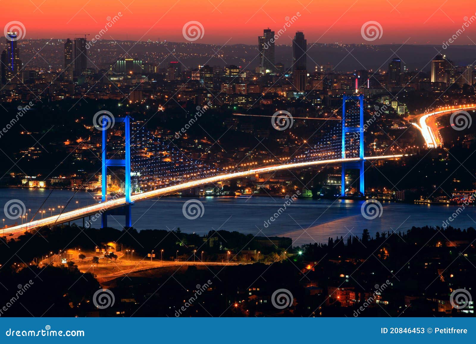 bosphorus bridge at night