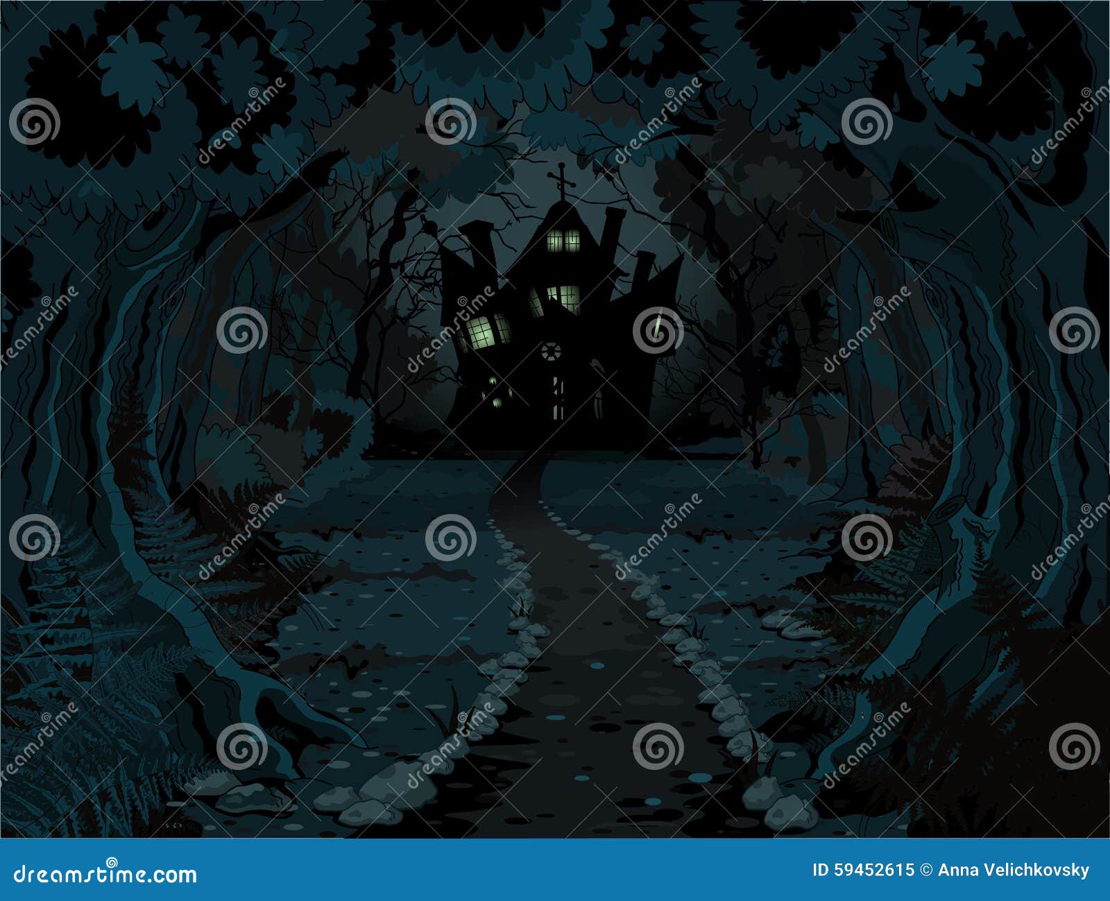 Bosque de Halloween ilustración del vector. Ilustración de libre 59452615