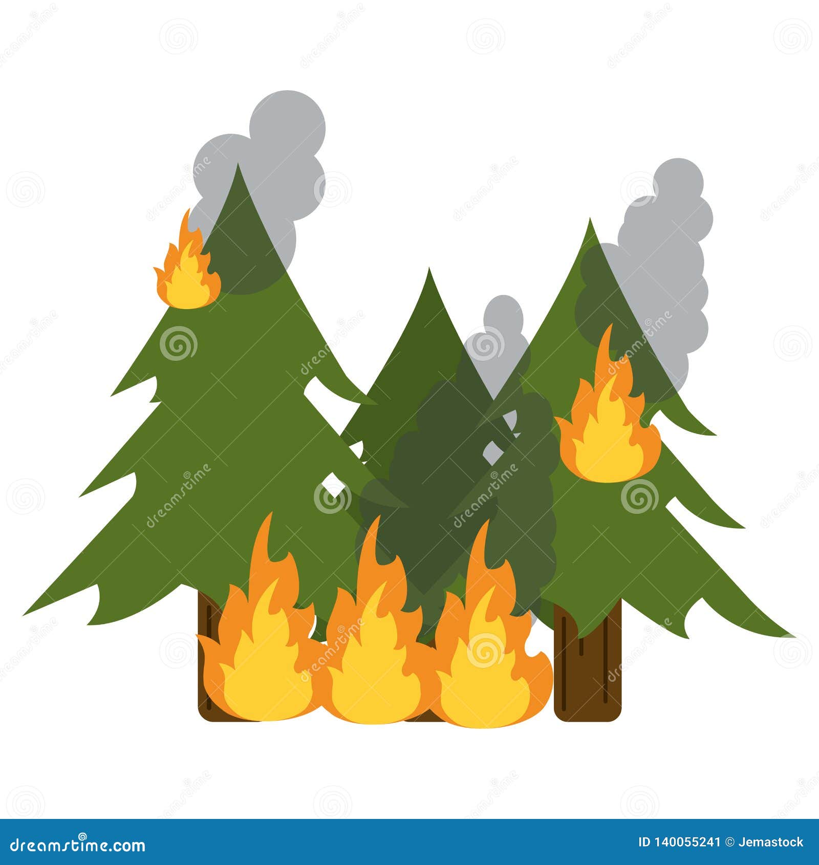 Bosque De Los árboles En Fuego Ilustración del Vector - Ilustración de