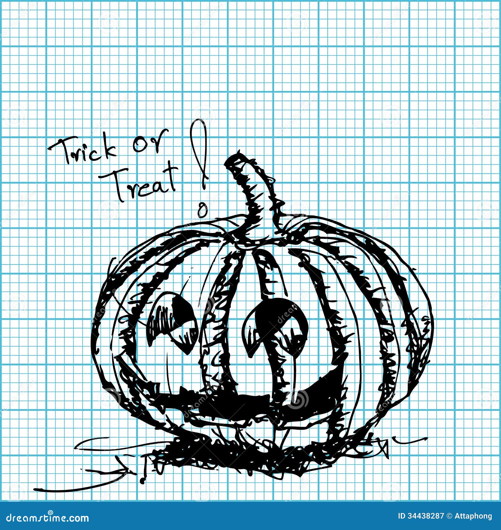 Bosquejo De La Calabaza De Halloween En El Papel Cuadriculado Ilustración  del Vector - Ilustración de blanco, calabazas: 34438287