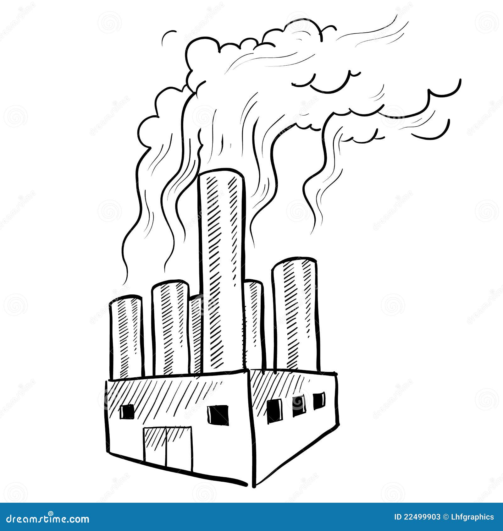 Bosquejo De La Fábrica De La Contaminación Ilustración del Vector -  Ilustración de emisiones, bosquejo: 22499903