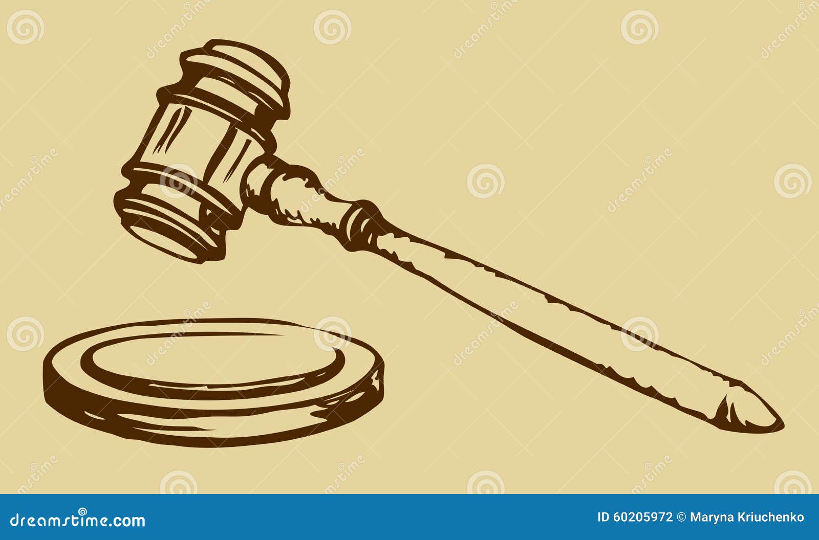 Bosquejo Del Martillo Del Juez Ilustración del Vector - Ilustración de