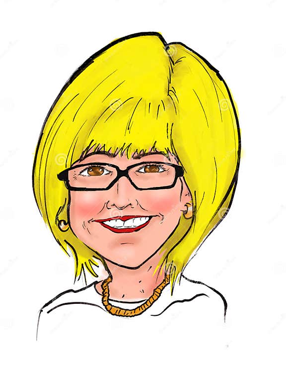 Boss Blonde Woman Smiling Cartoon Caricature Stock Illustration ...