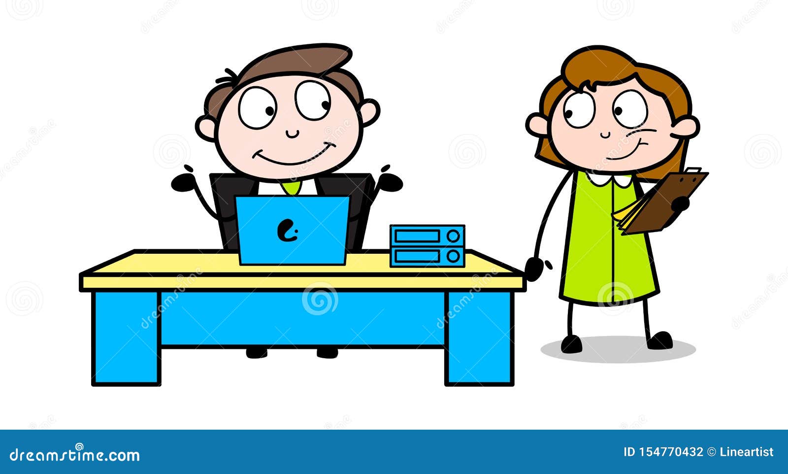 Boss Discussing with Assistant - Office Businessman Employee Cartoon Vector  Illustration Stock Vector - Illustration of assistance, manager: 154770432