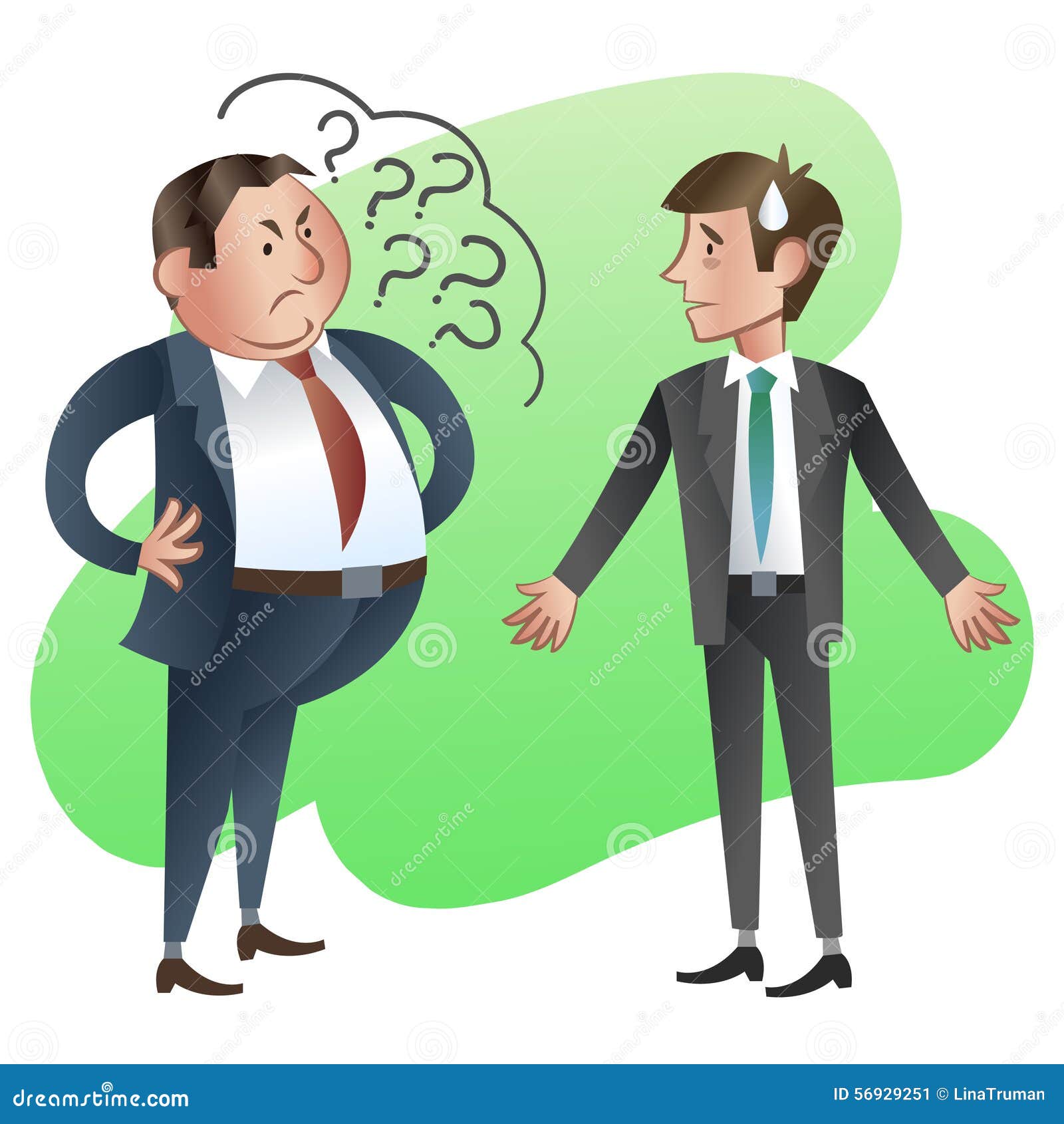 boss or manager asks a subordinate employee.