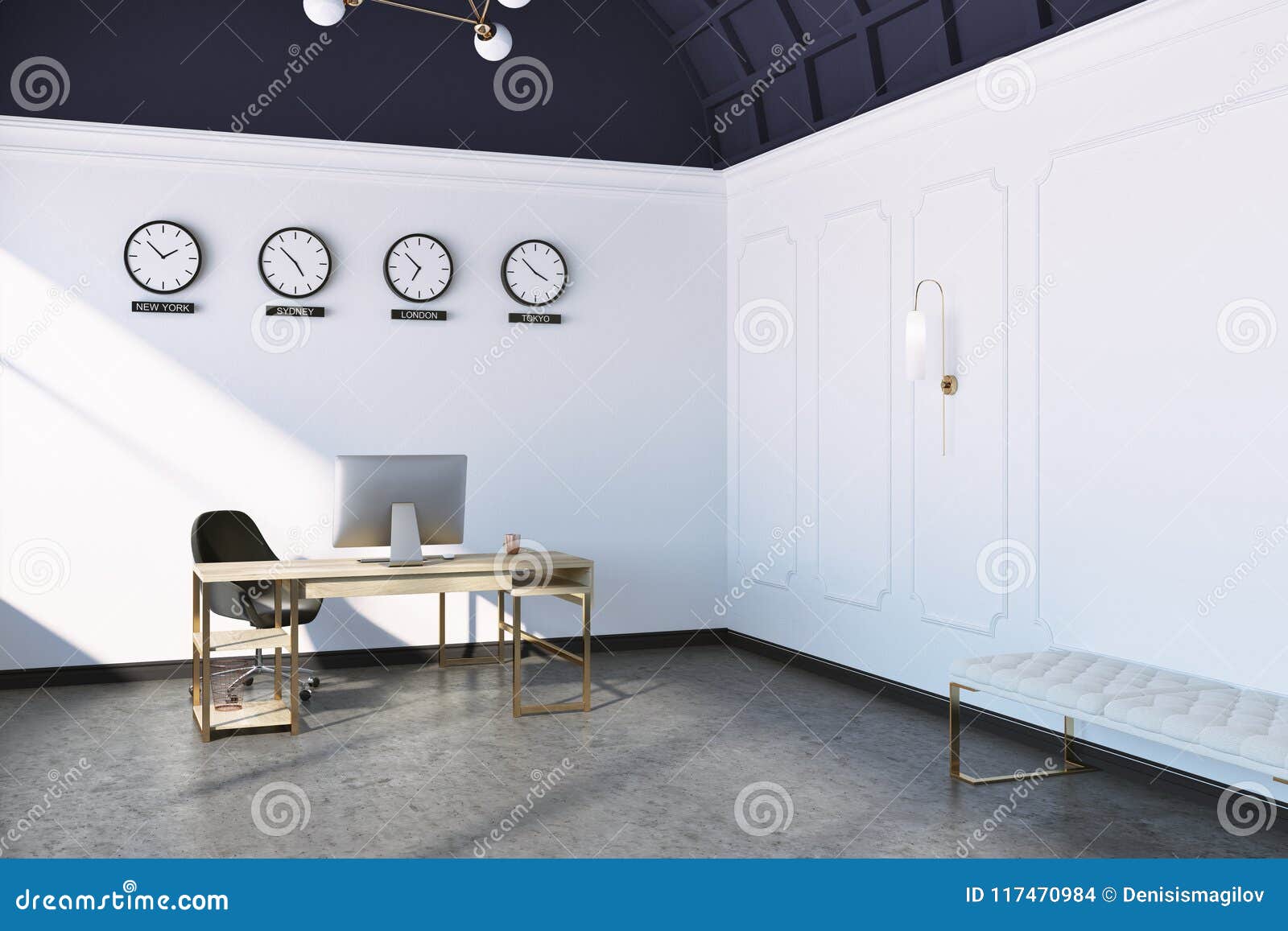 Boss Office Interior, Clocks on Wall, Side View Stock Illustration Illustration of meeting